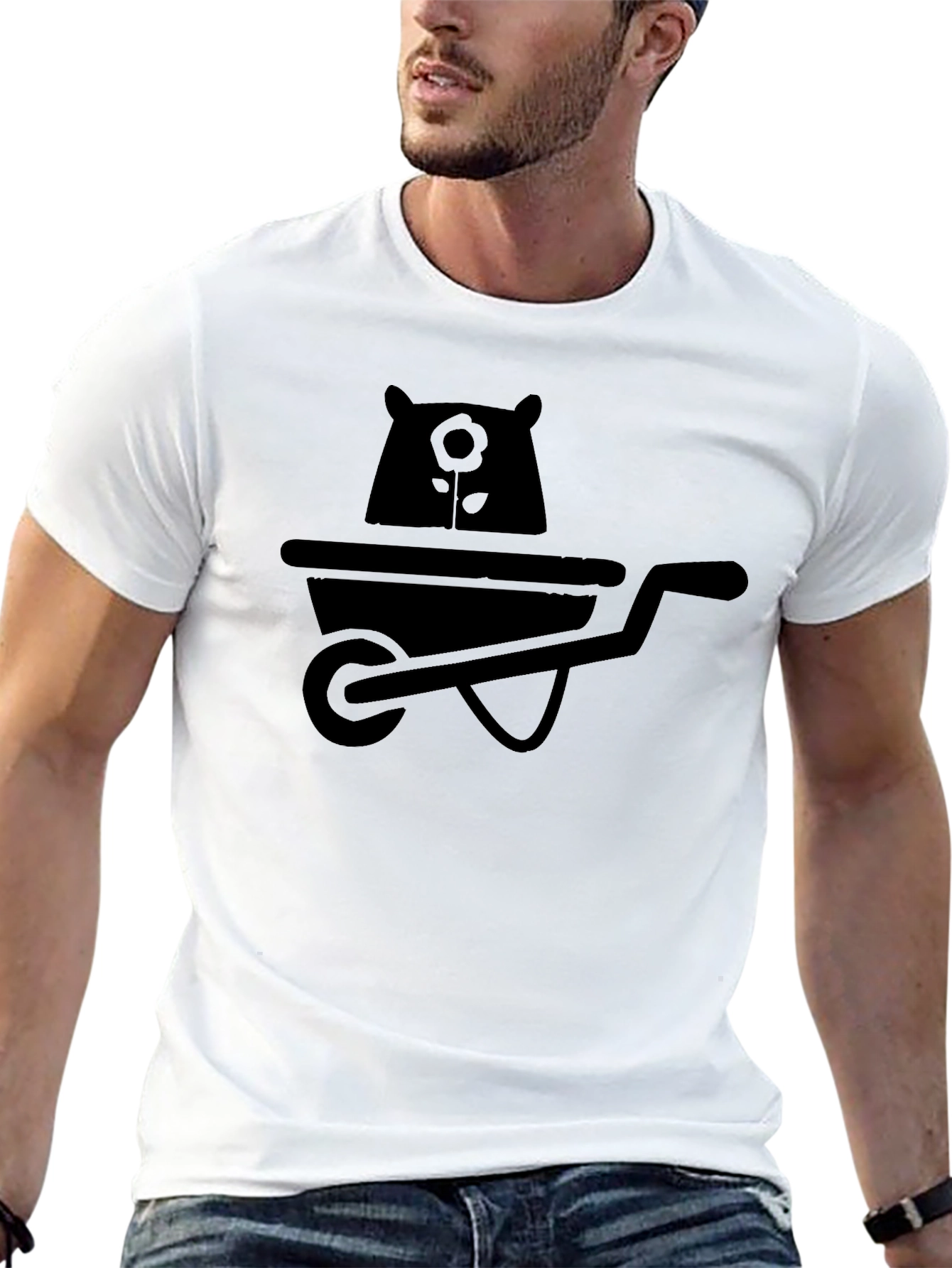 Bear in Wheelbarrow Graphic Tee - Black