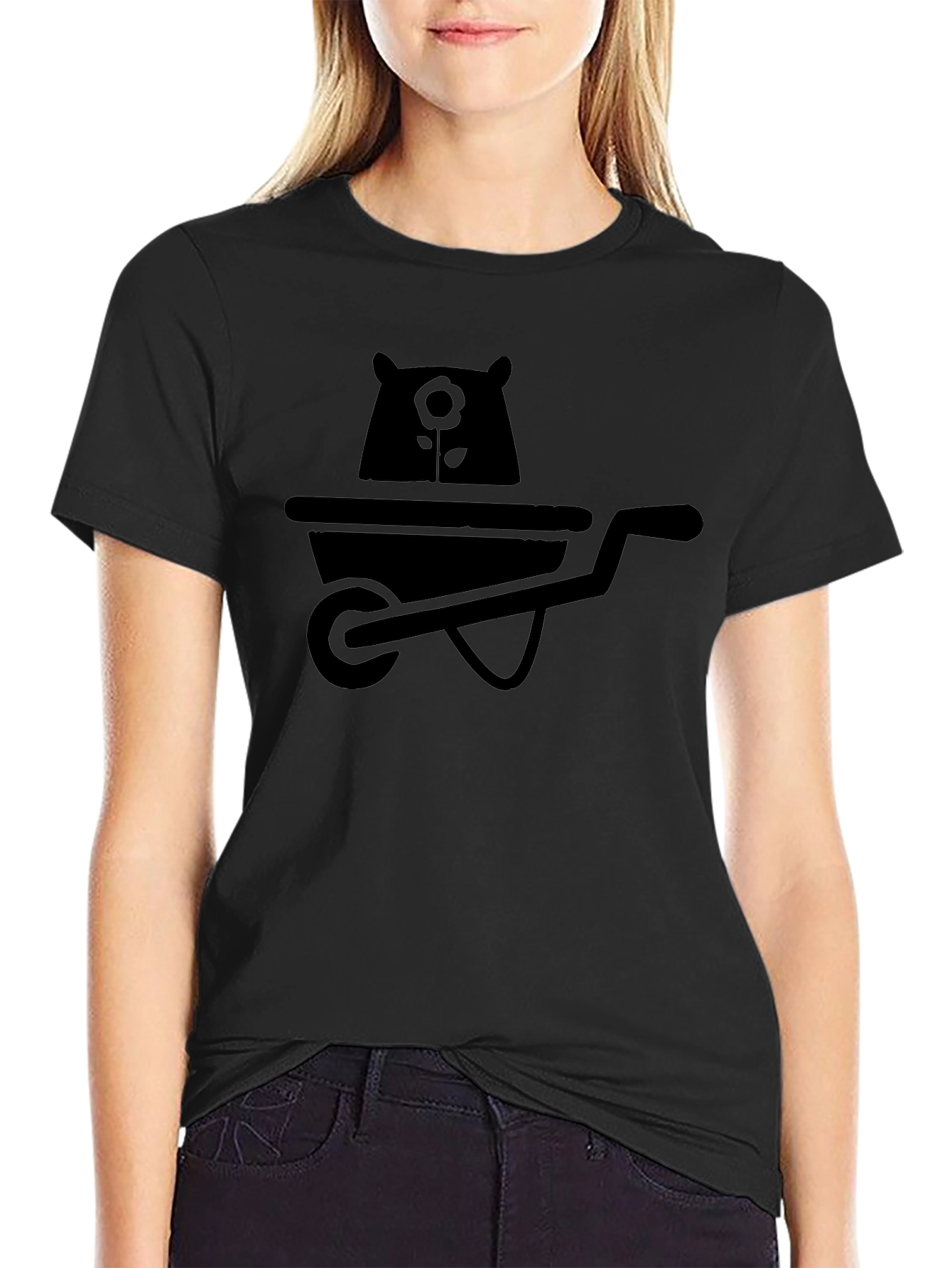 Bear in Wheelbarrow Graphic Tee - Black
