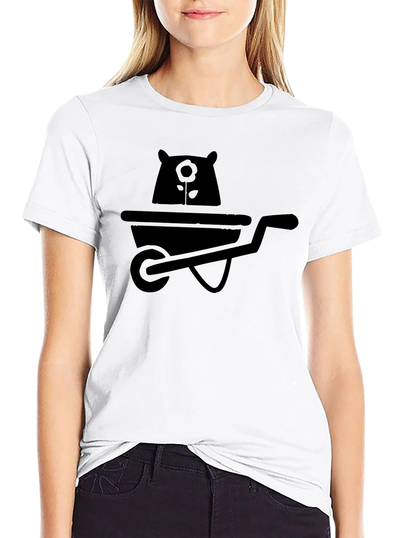 Bear in Wheelbarrow Graphic Tee - Black