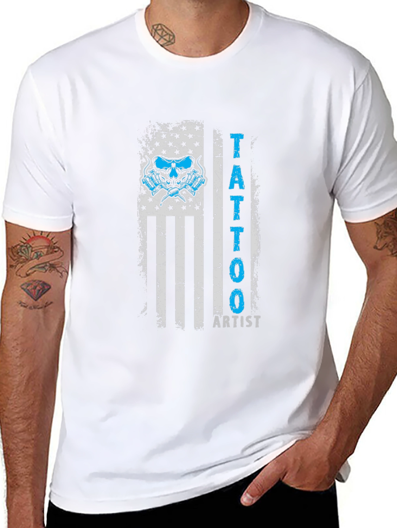 Tattoo Artist USA Flag Graphic Tee - Black
