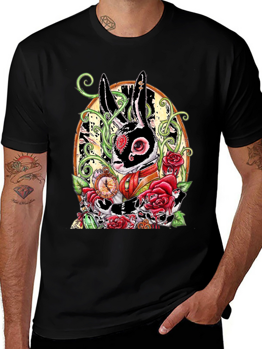 Steampunk Rabbit Rose Graphic Tee