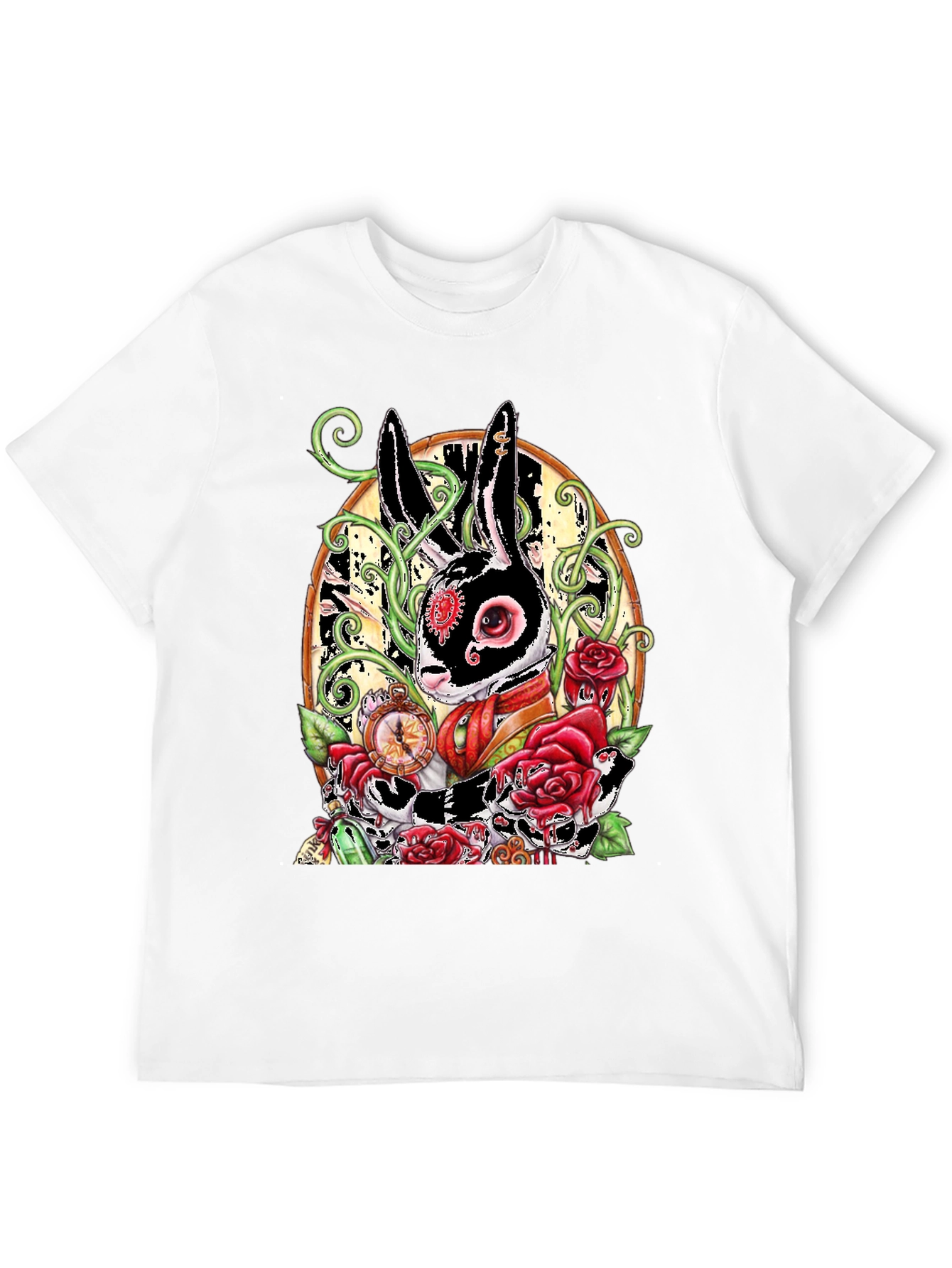 Steampunk Rabbit Rose Graphic Tee