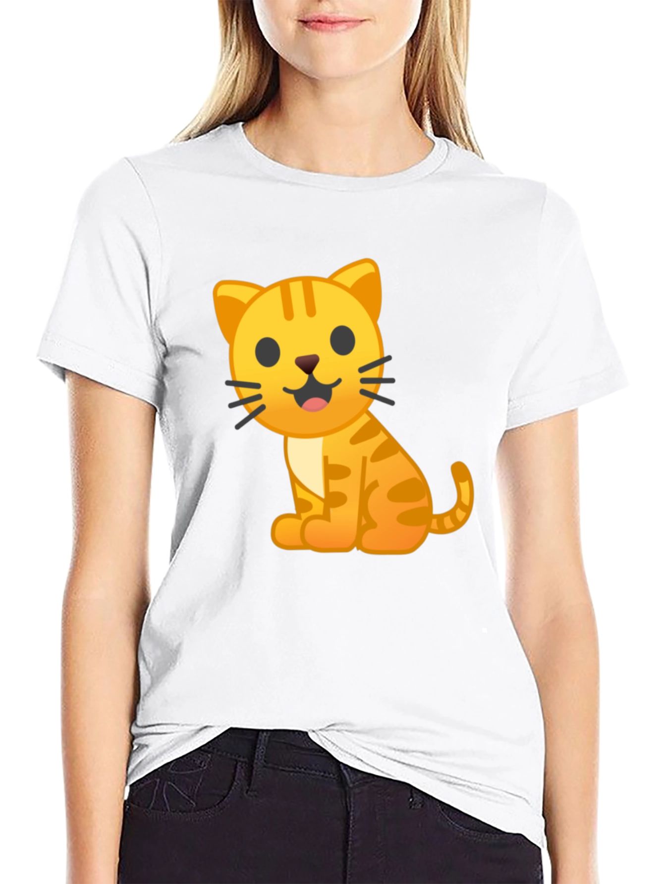 Cute Cat Emoji Graphic T-Shirt
