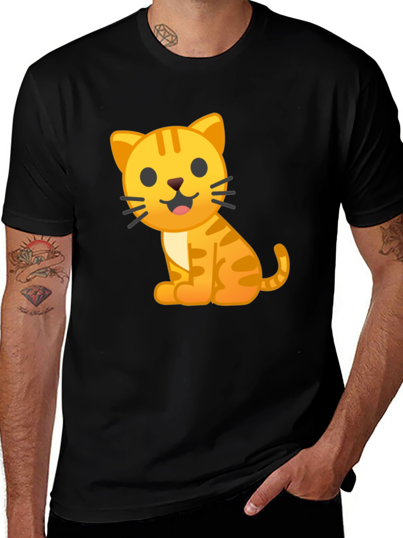Cute Cat Emoji Graphic T-Shirt