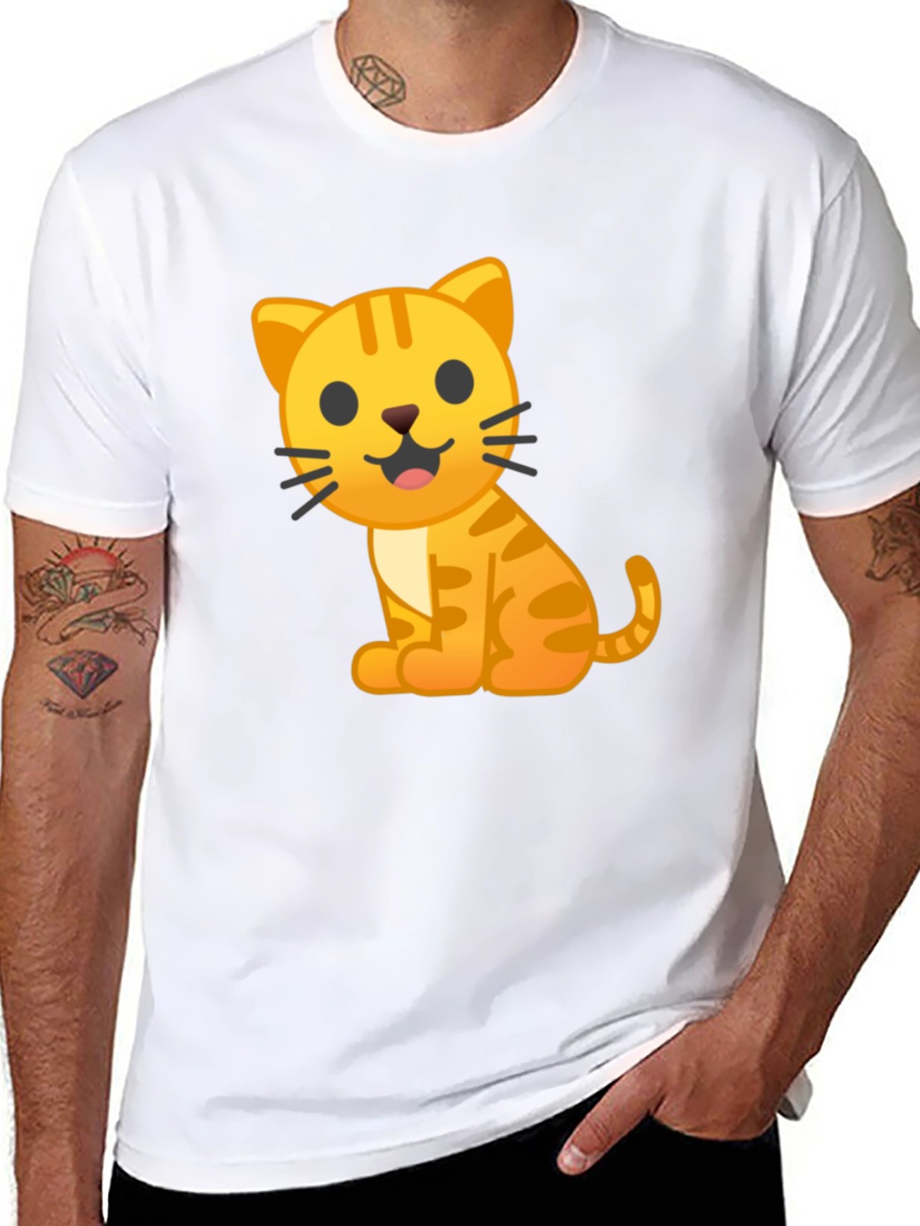 Cute Cat Emoji Graphic T-Shirt