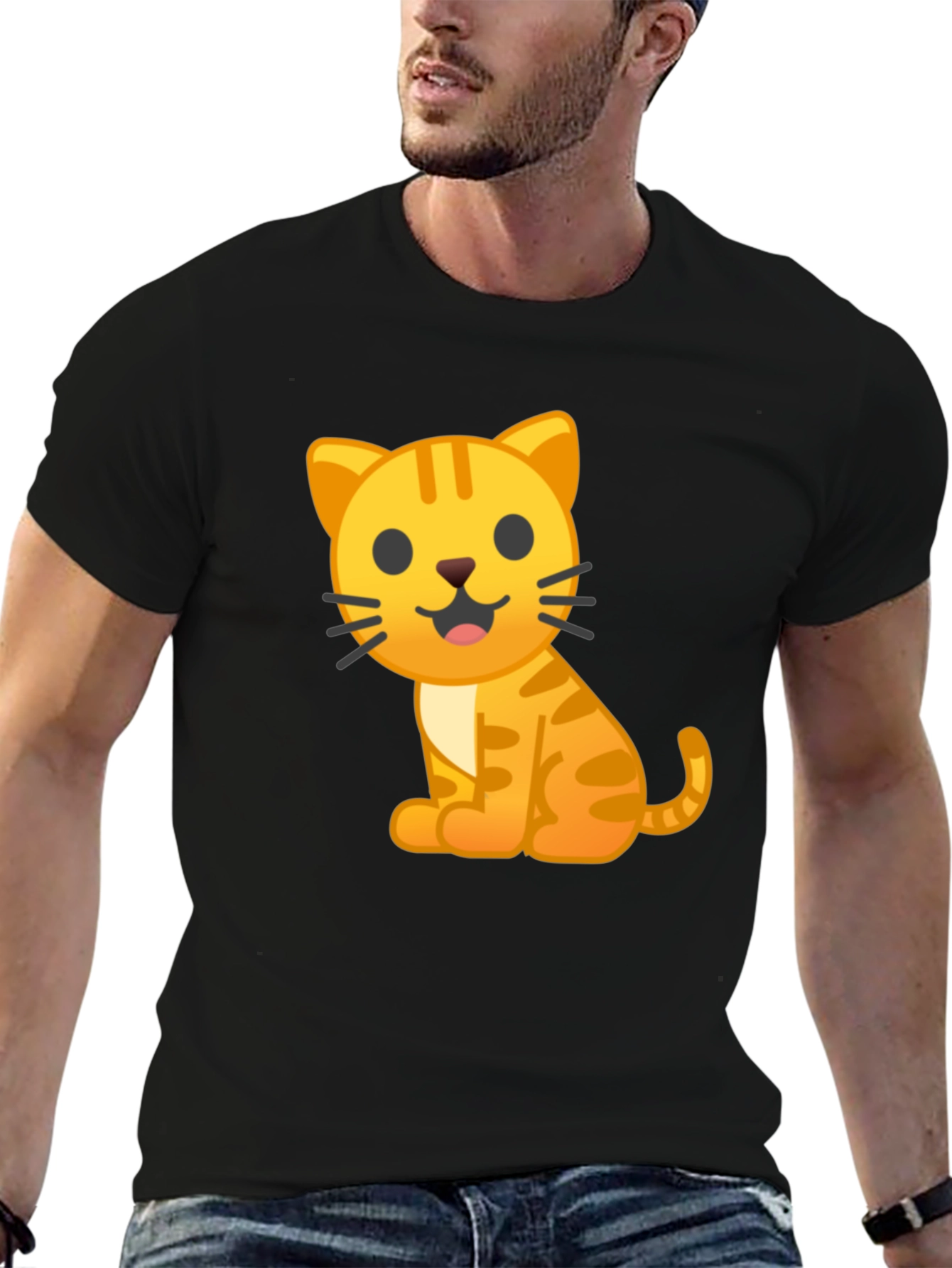 Cute Cat Emoji Graphic T-Shirt