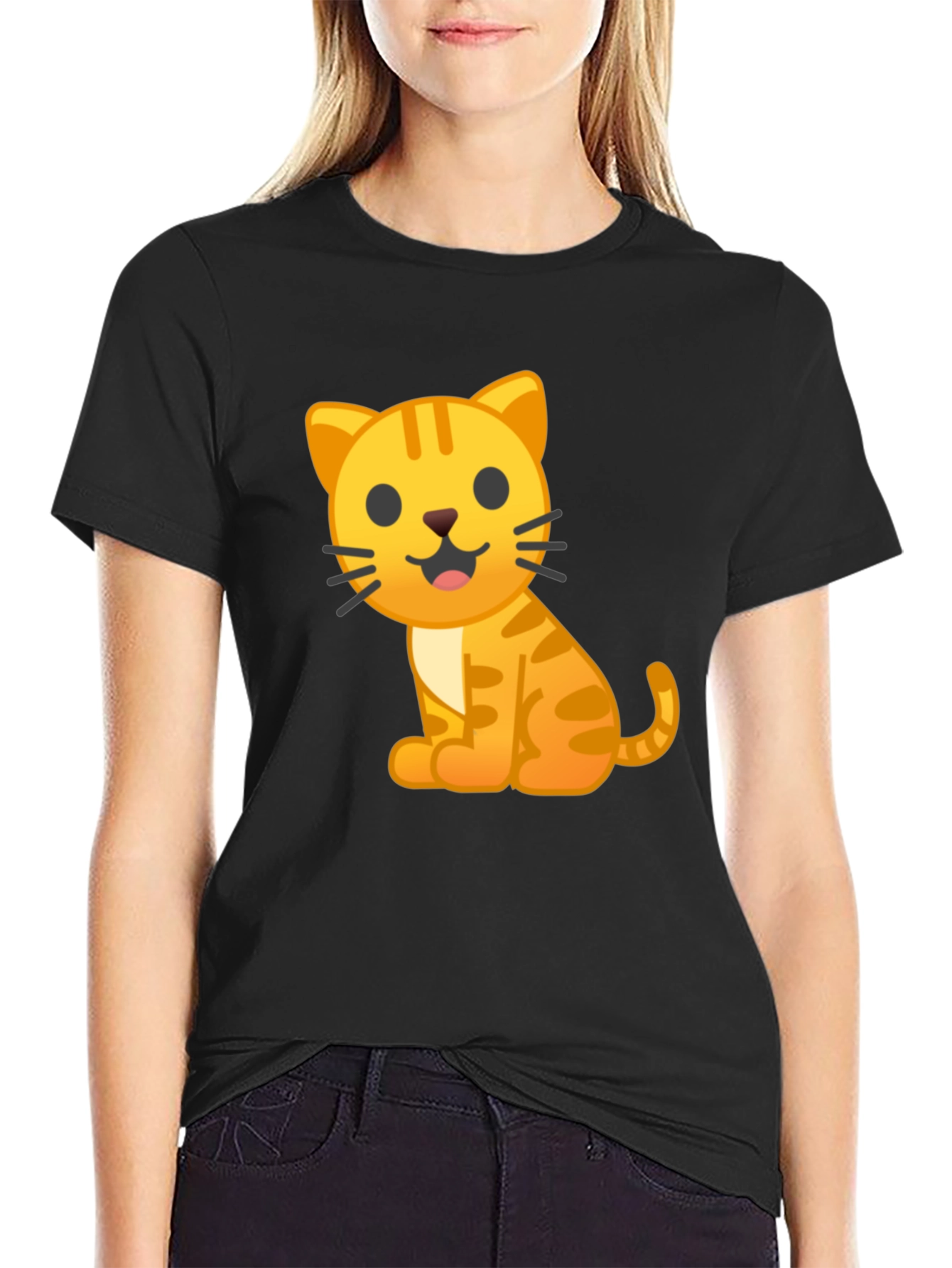 Cute Cat Emoji Graphic T-Shirt