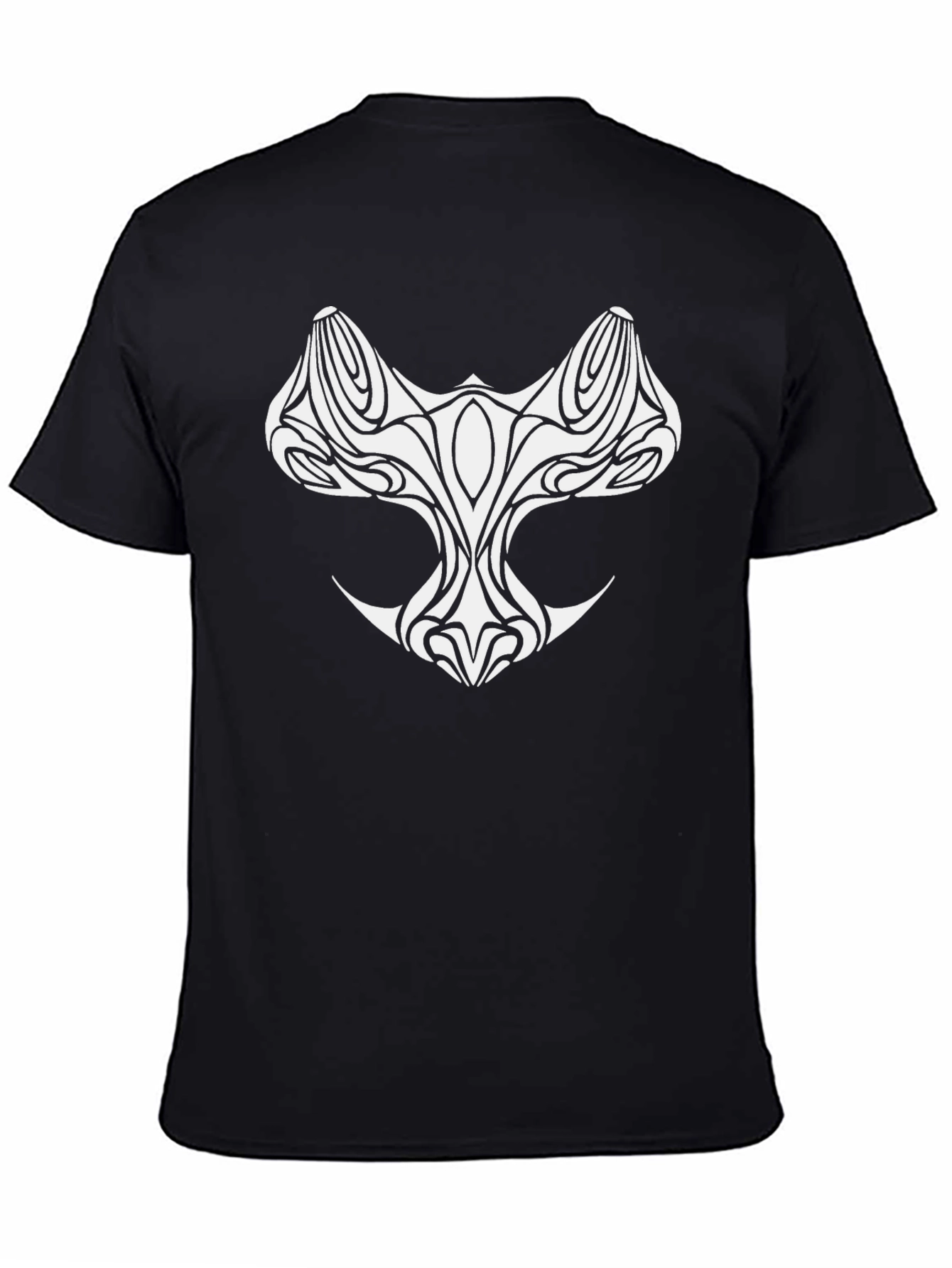 Tribal Style Graphic Tee - Black Cotton Shirt