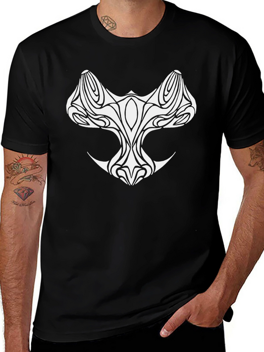 Tribal Style Graphic Tee - Black Cotton Shirt
