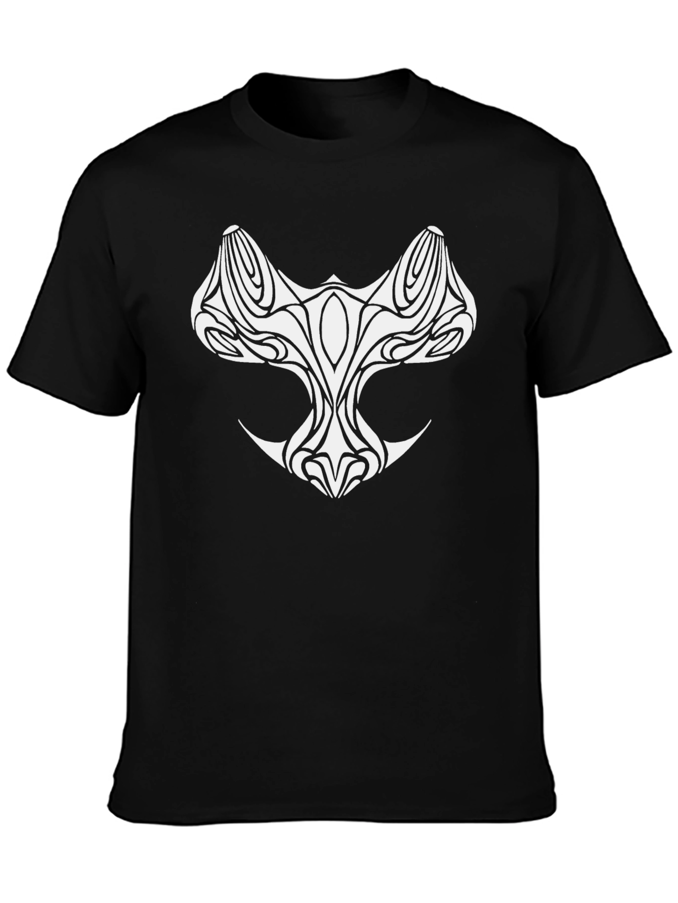 Tribal Style Graphic Tee - Black Cotton Shirt