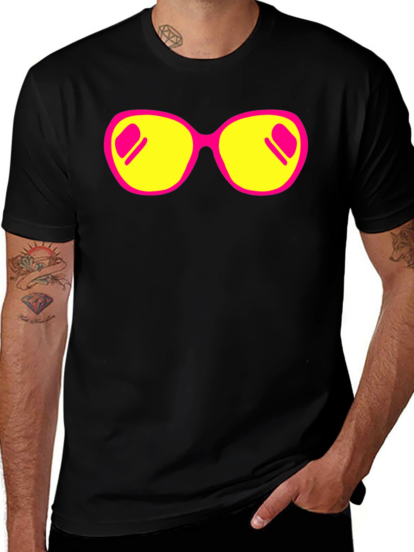 Retro Sunglasses Graphic Tee - Stylish Black T-Shirt