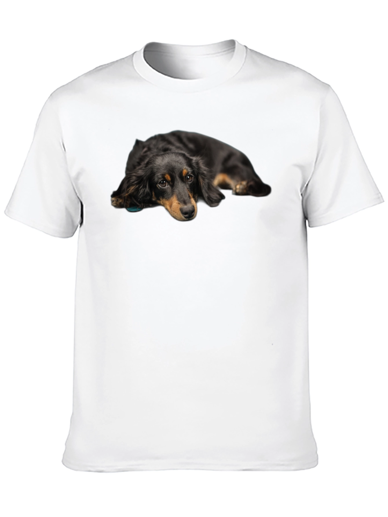 Cute Dachshund Dog Graphic Print Black T-Shirt