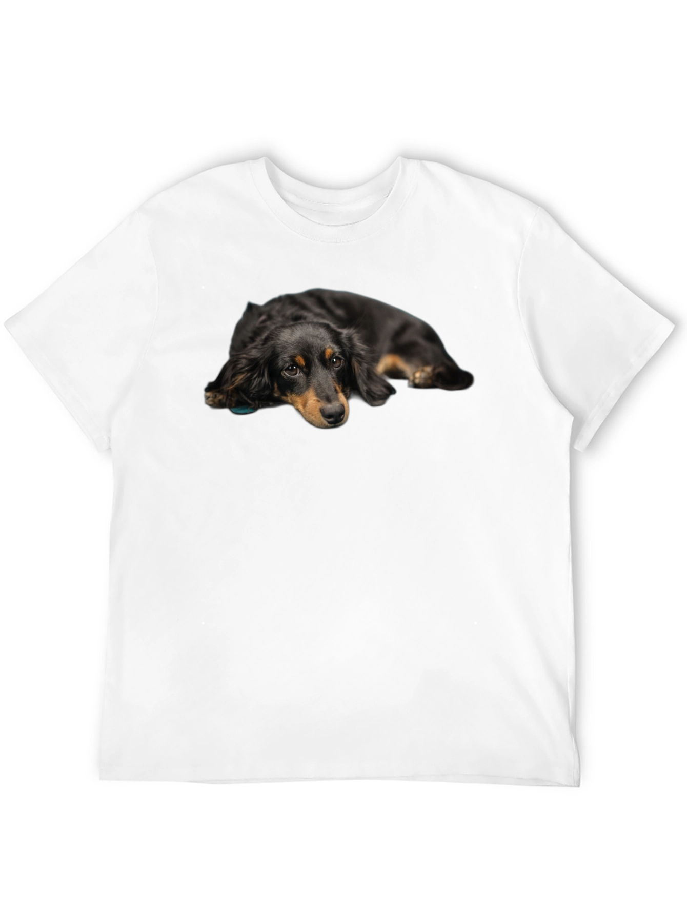 Cute Dachshund Dog Graphic Print Black T-Shirt