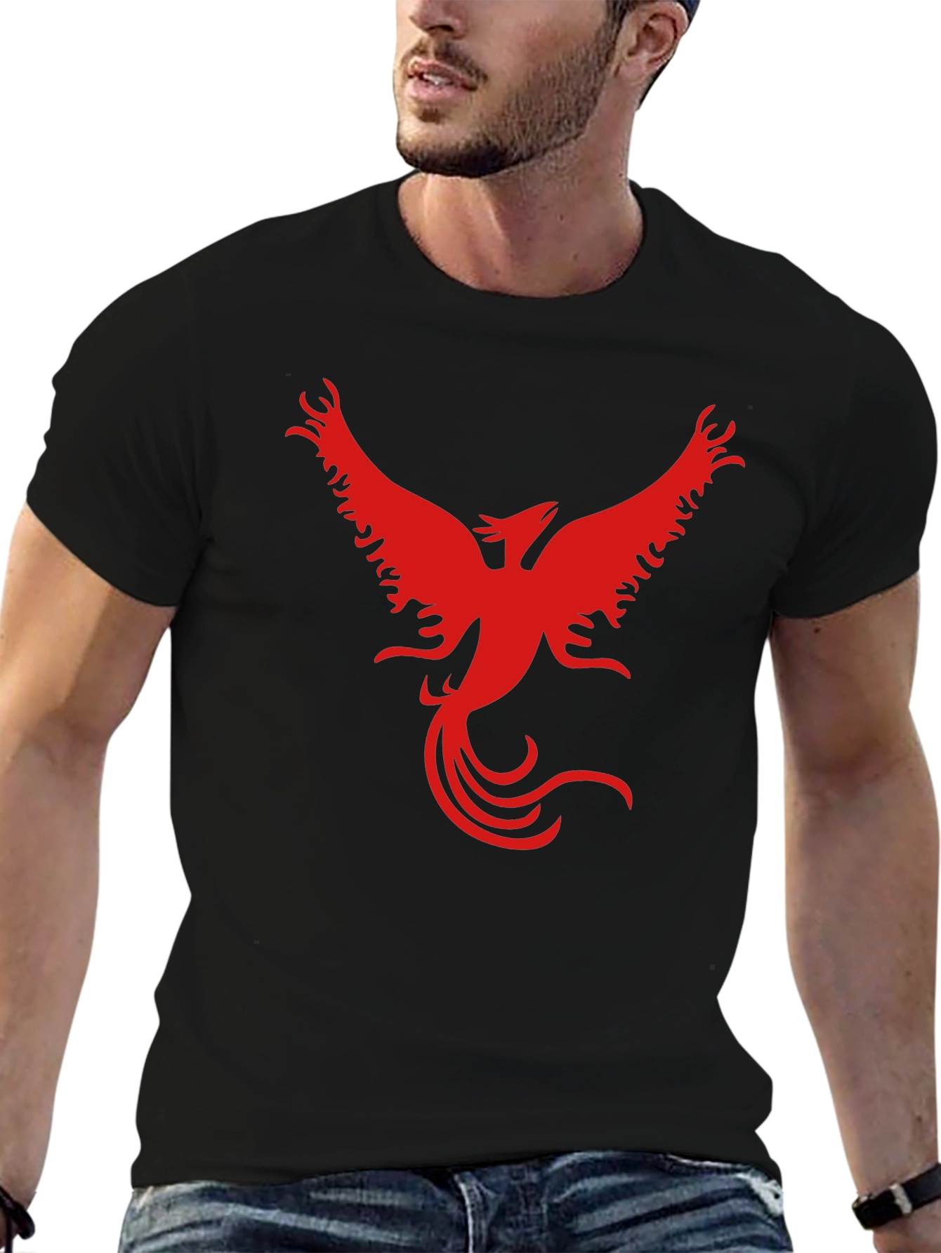 Red Phoenix Graphic Black T-Shirt