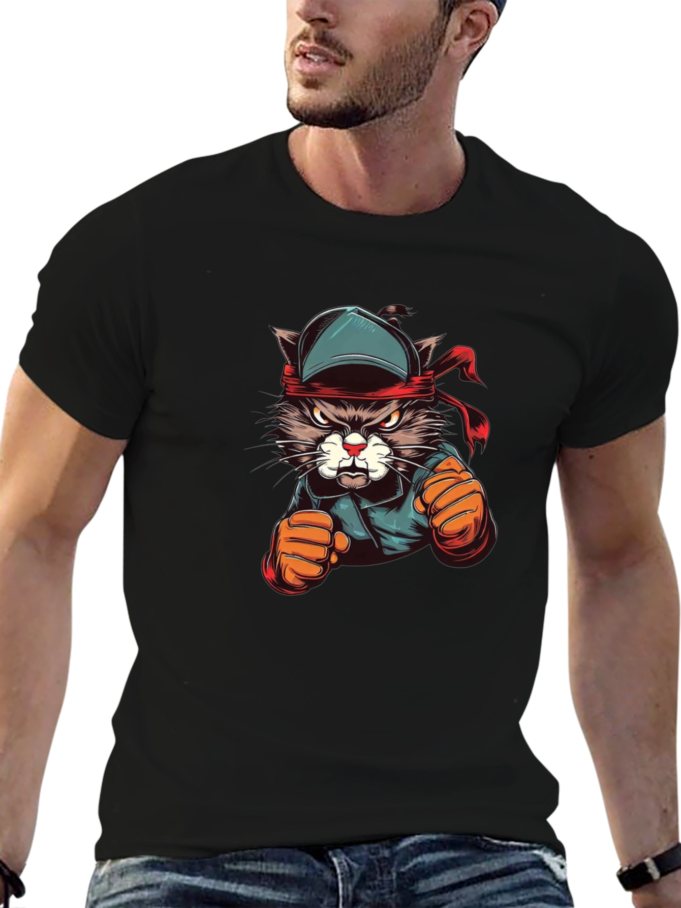 Cool Cat Boxer Black T-Shirt