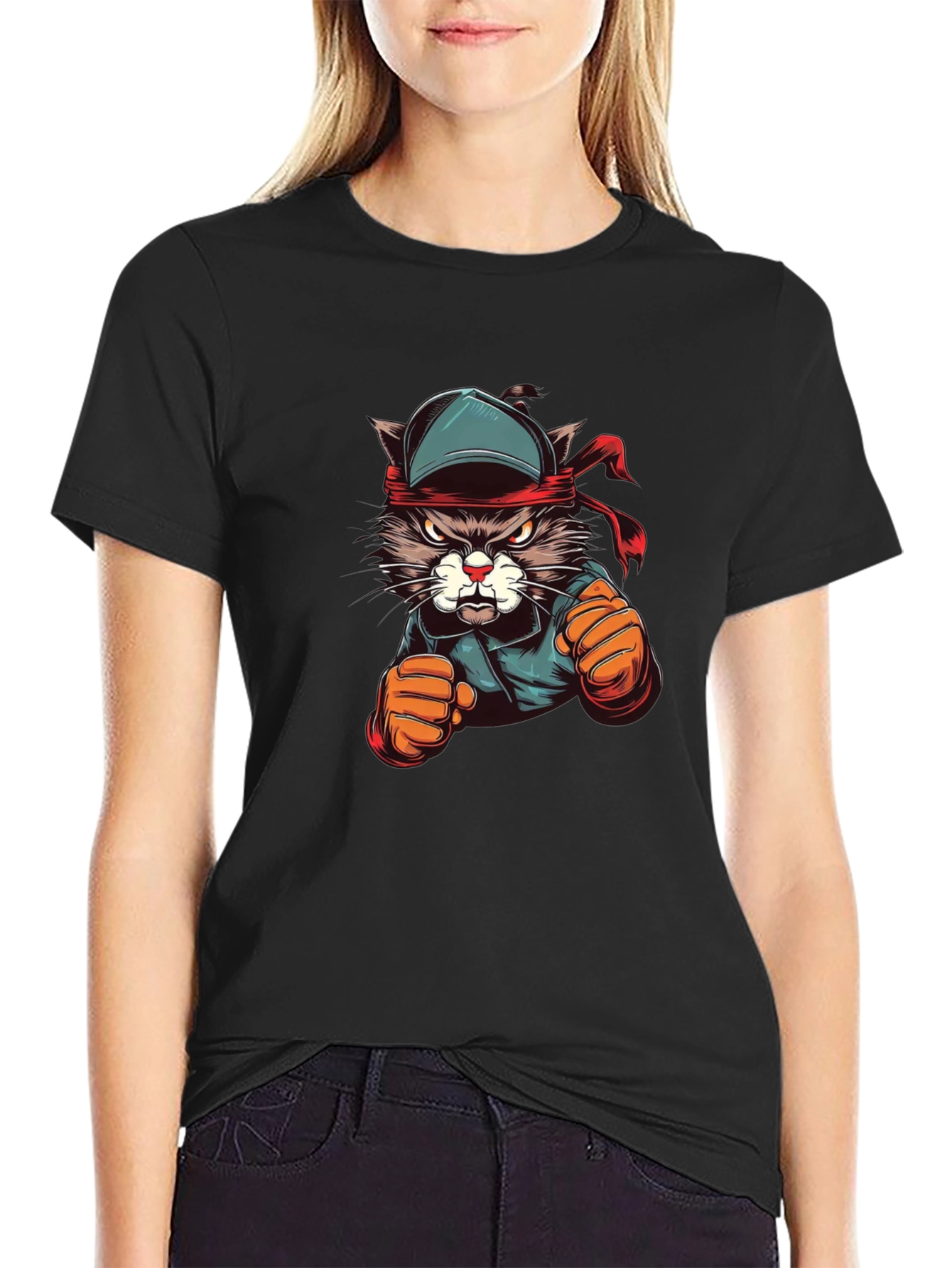 Cool Cat Boxer Black T-Shirt