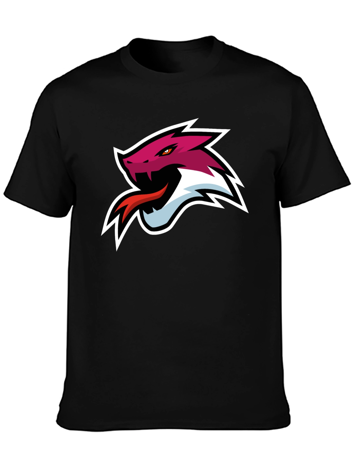 Black T-Shirt with Snake Head Graphic