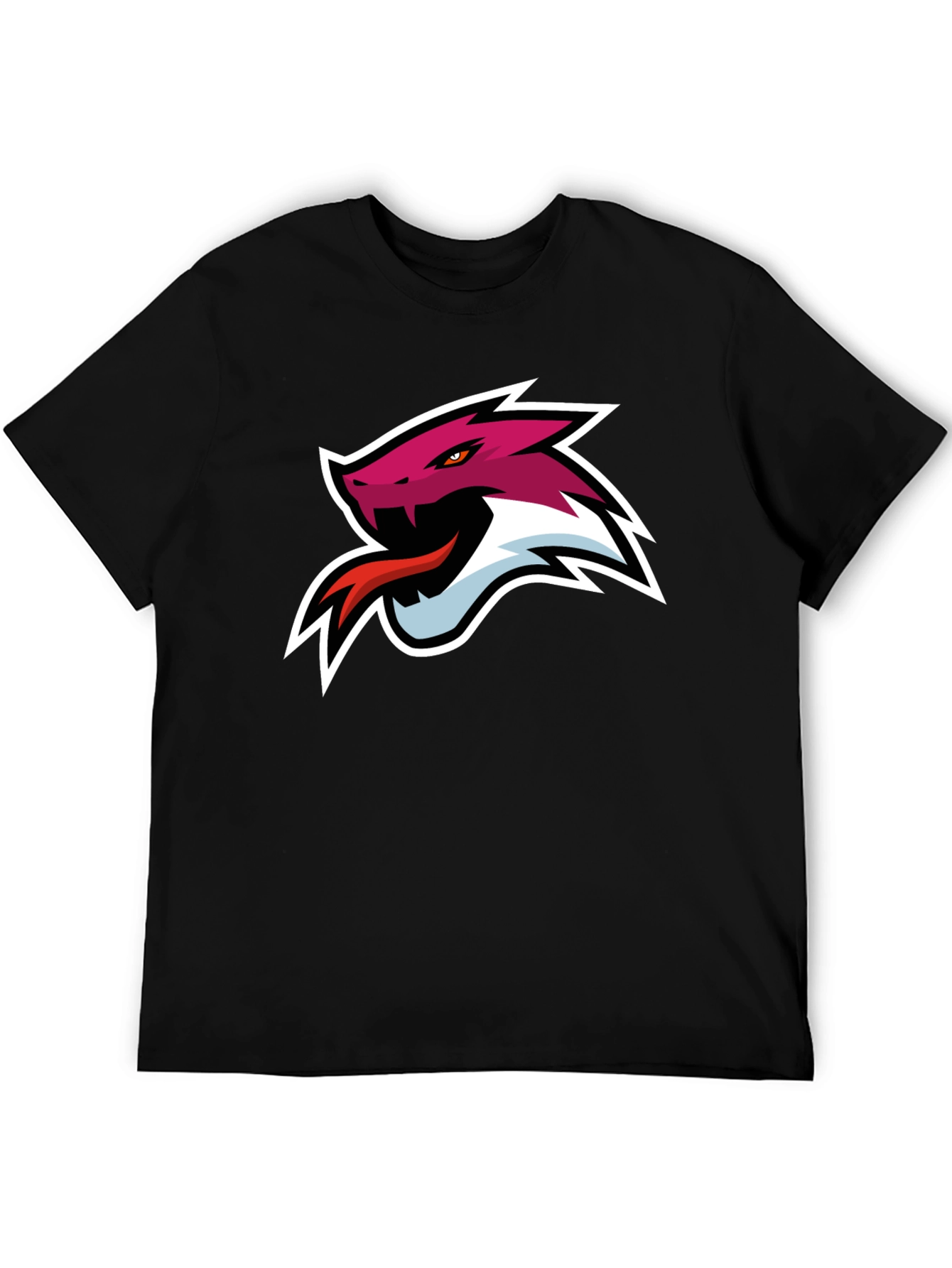 Black T-Shirt with Snake Head Graphic