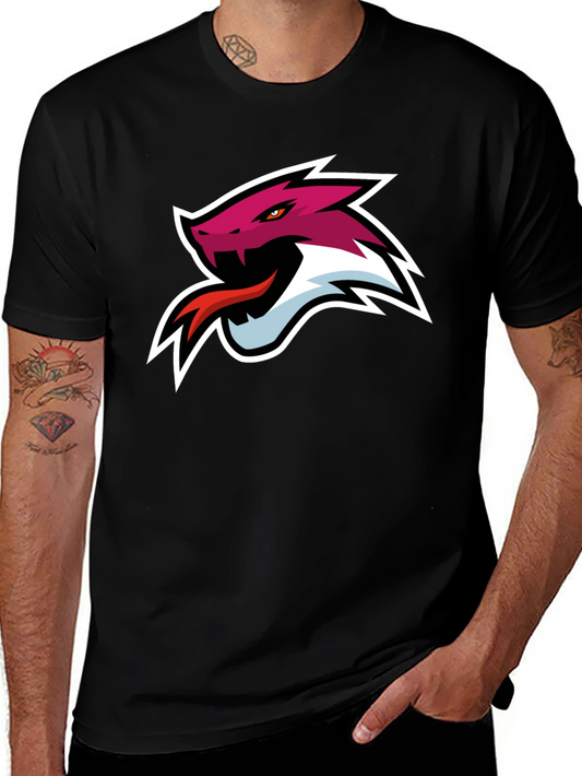 Black T-Shirt with Snake Head Graphic
