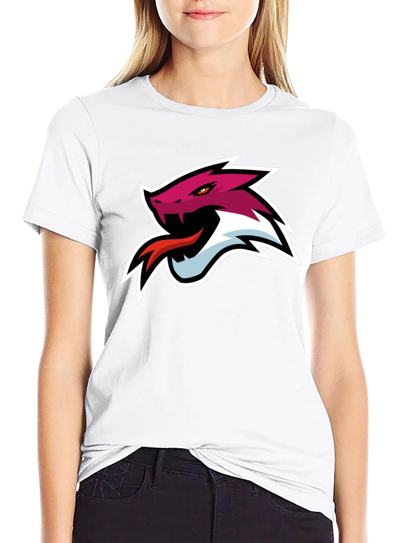Black T-Shirt with Snake Head Graphic