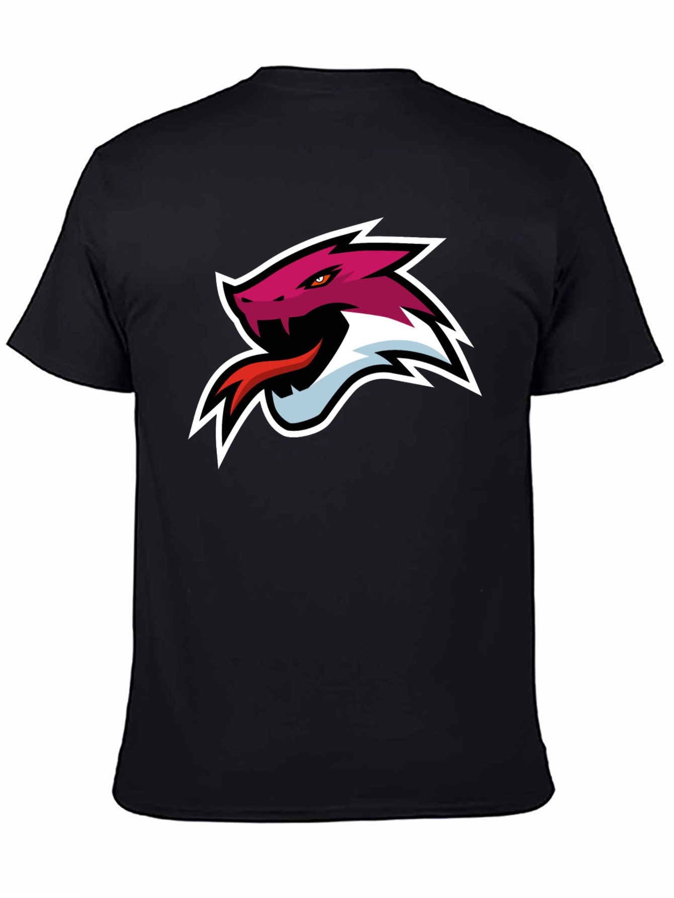 Black T-Shirt with Snake Head Graphic