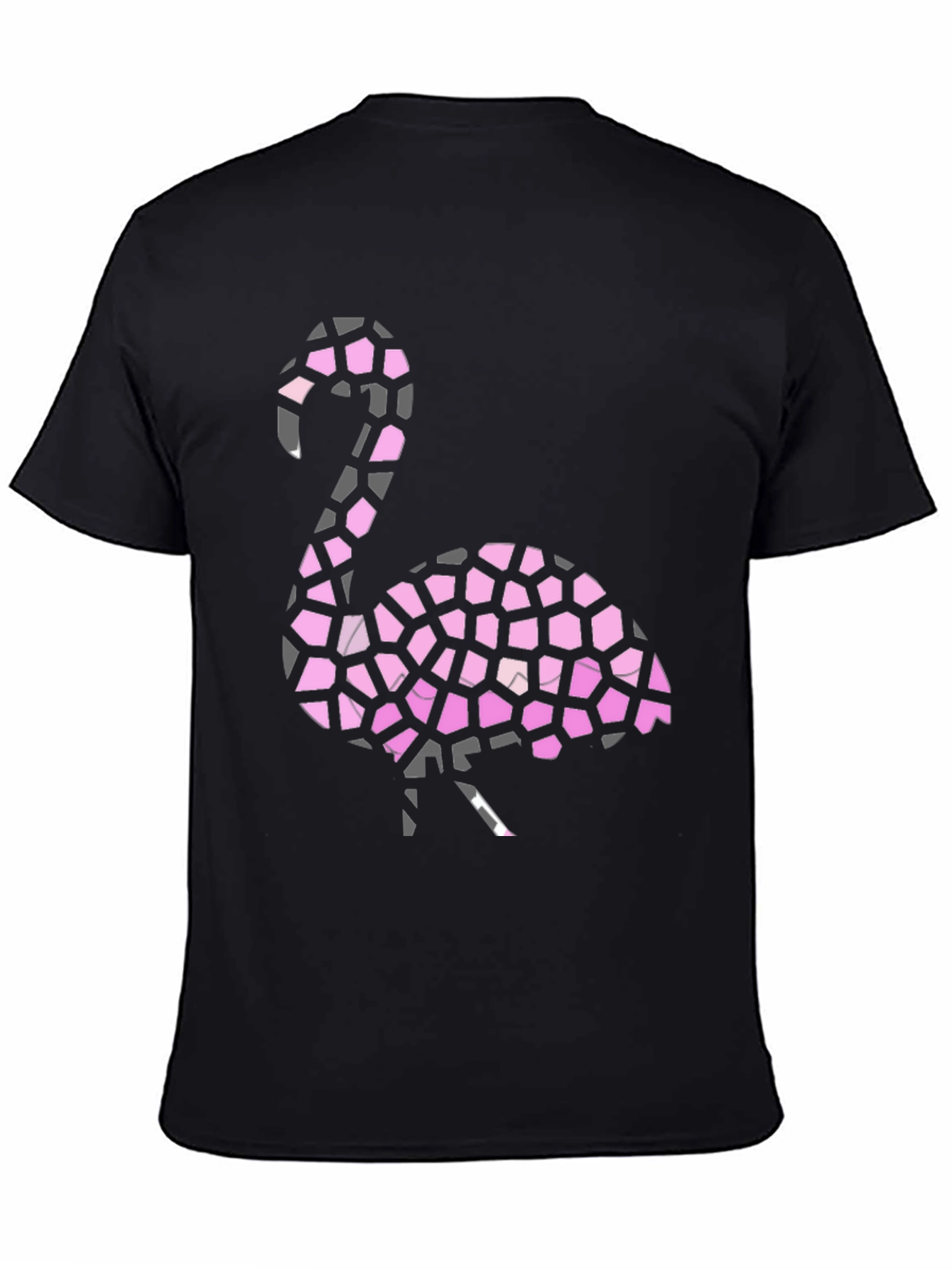 Flamingo Mosaic Graphic Tee - Stylish Black T-Shirt