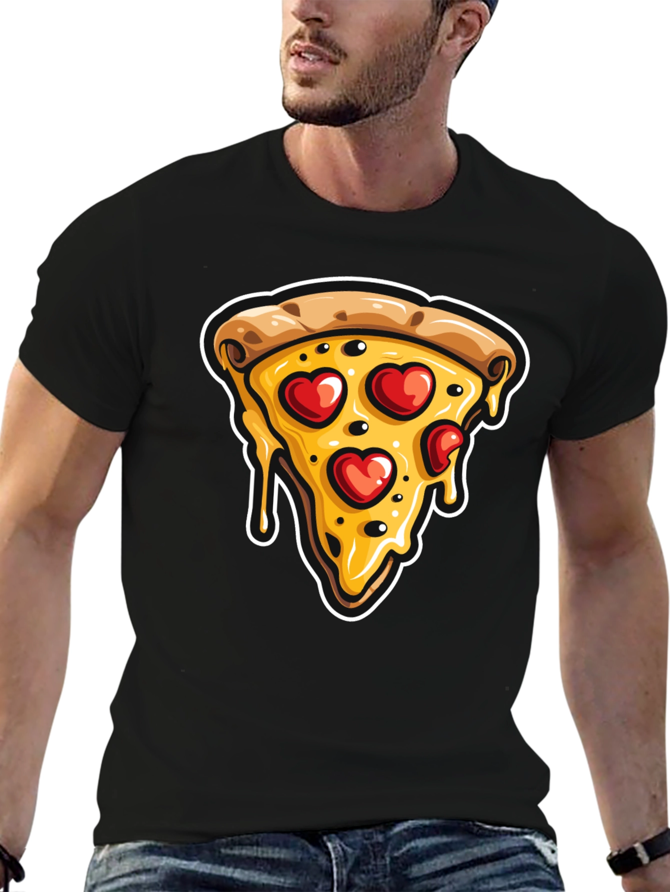 Pizza Heart T-Shirt - Casual Graphic Tee