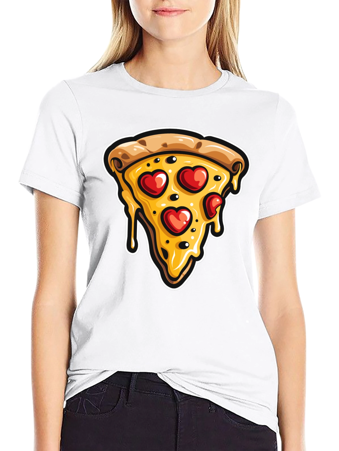 Pizza Heart T-Shirt - Casual Graphic Tee