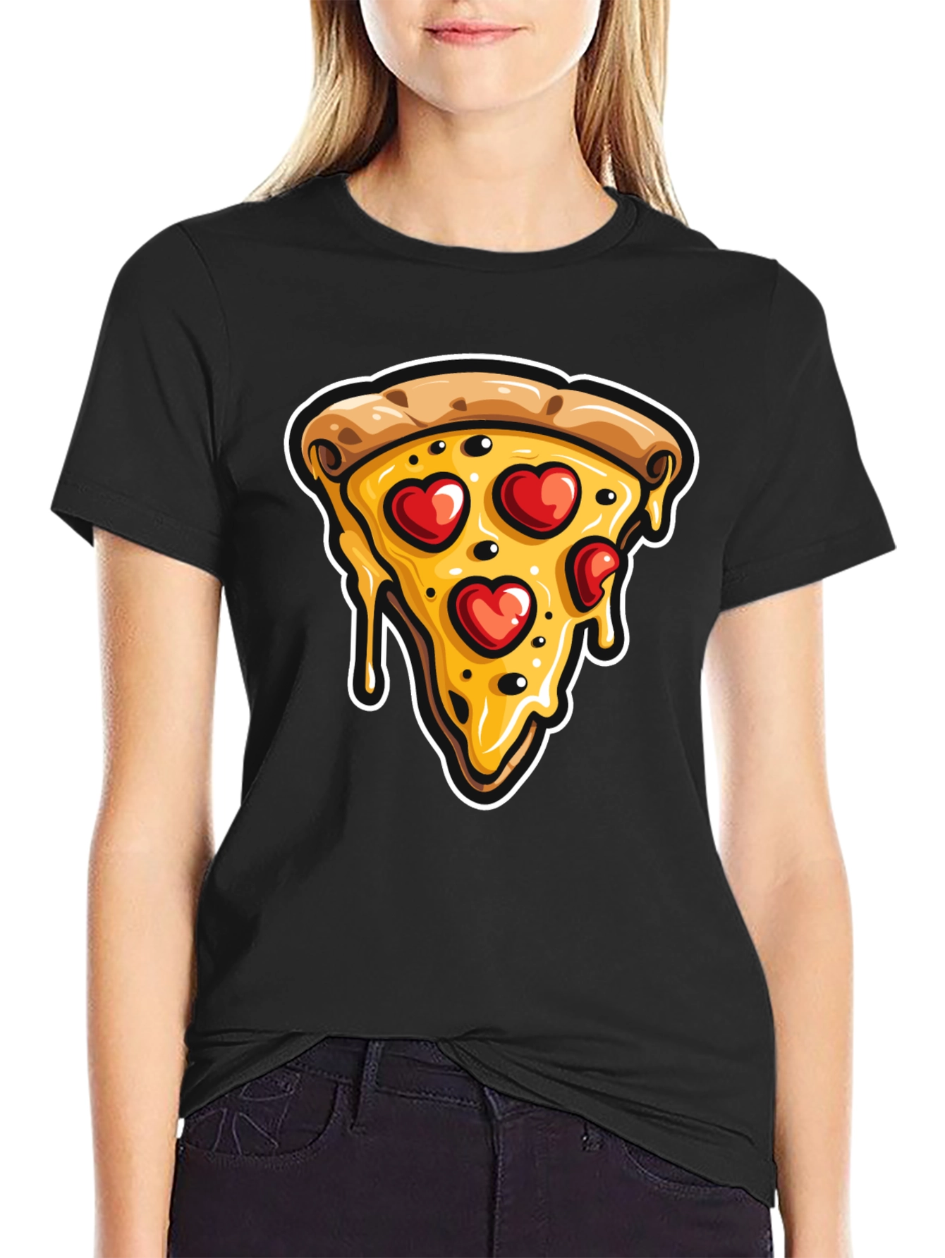 Pizza Heart T-Shirt - Casual Graphic Tee