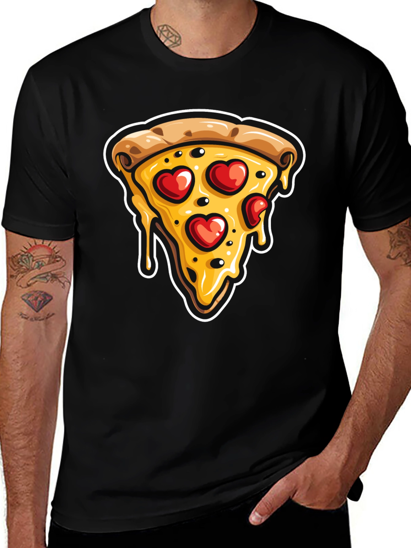 Pizza Heart T-Shirt - Casual Graphic Tee