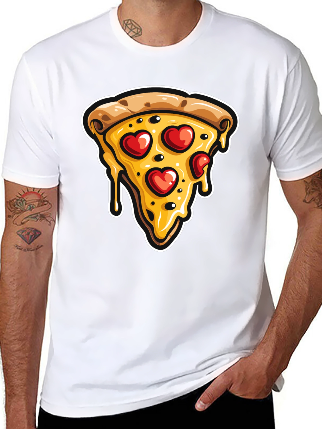 Pizza Heart T-Shirt - Casual Graphic Tee