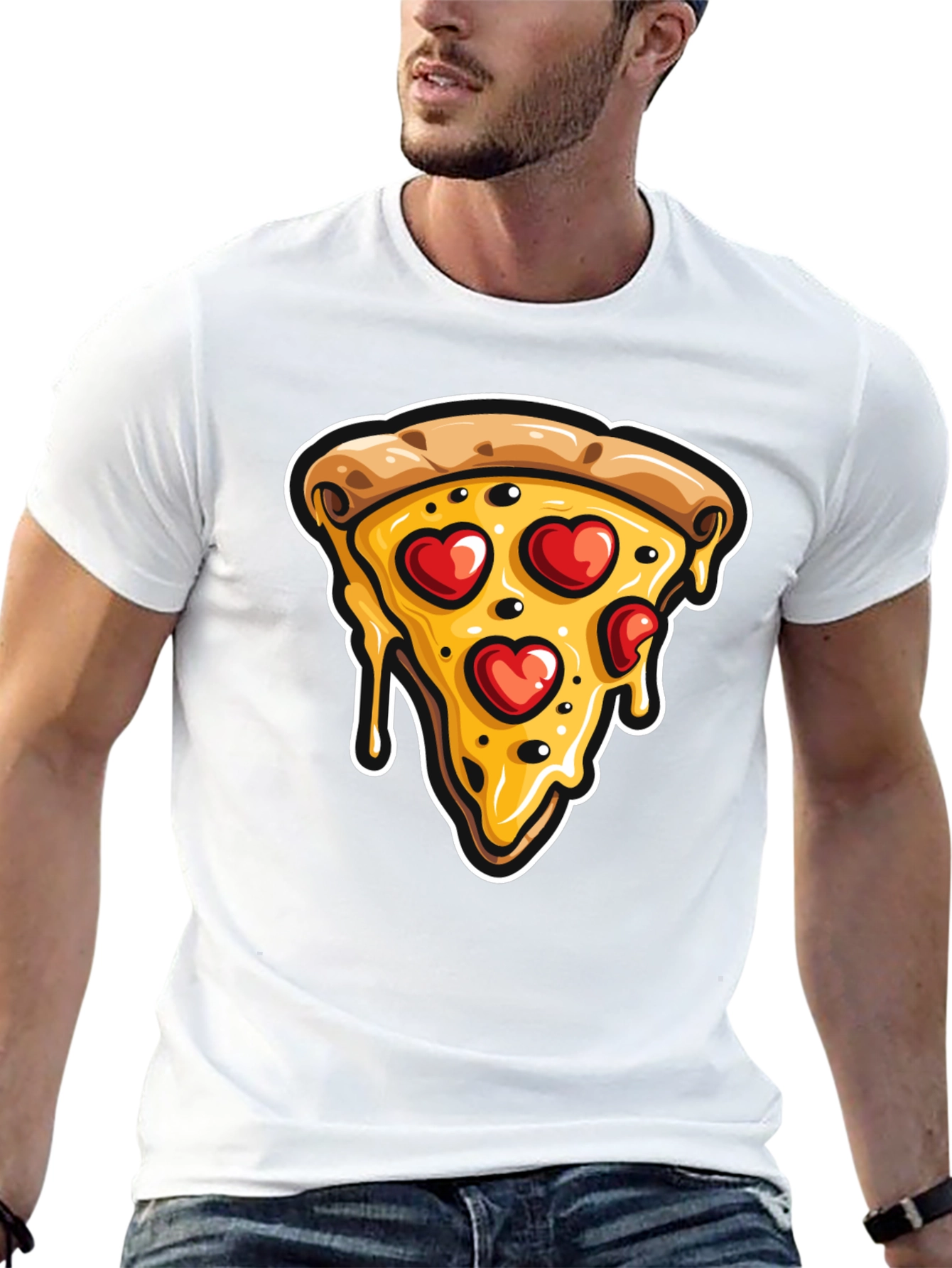 Pizza Heart T-Shirt - Casual Graphic Tee