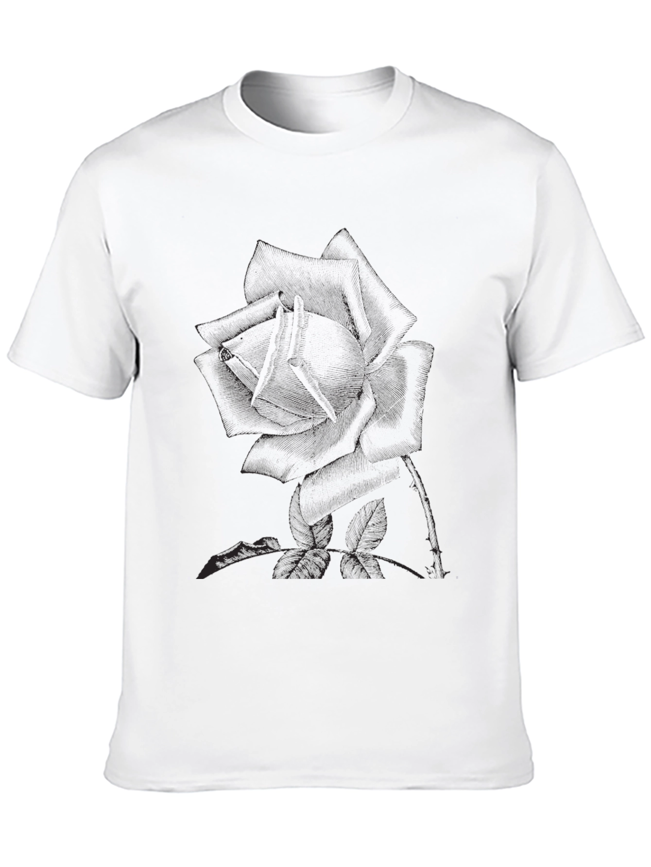 Black T-Shirt with Rose Print