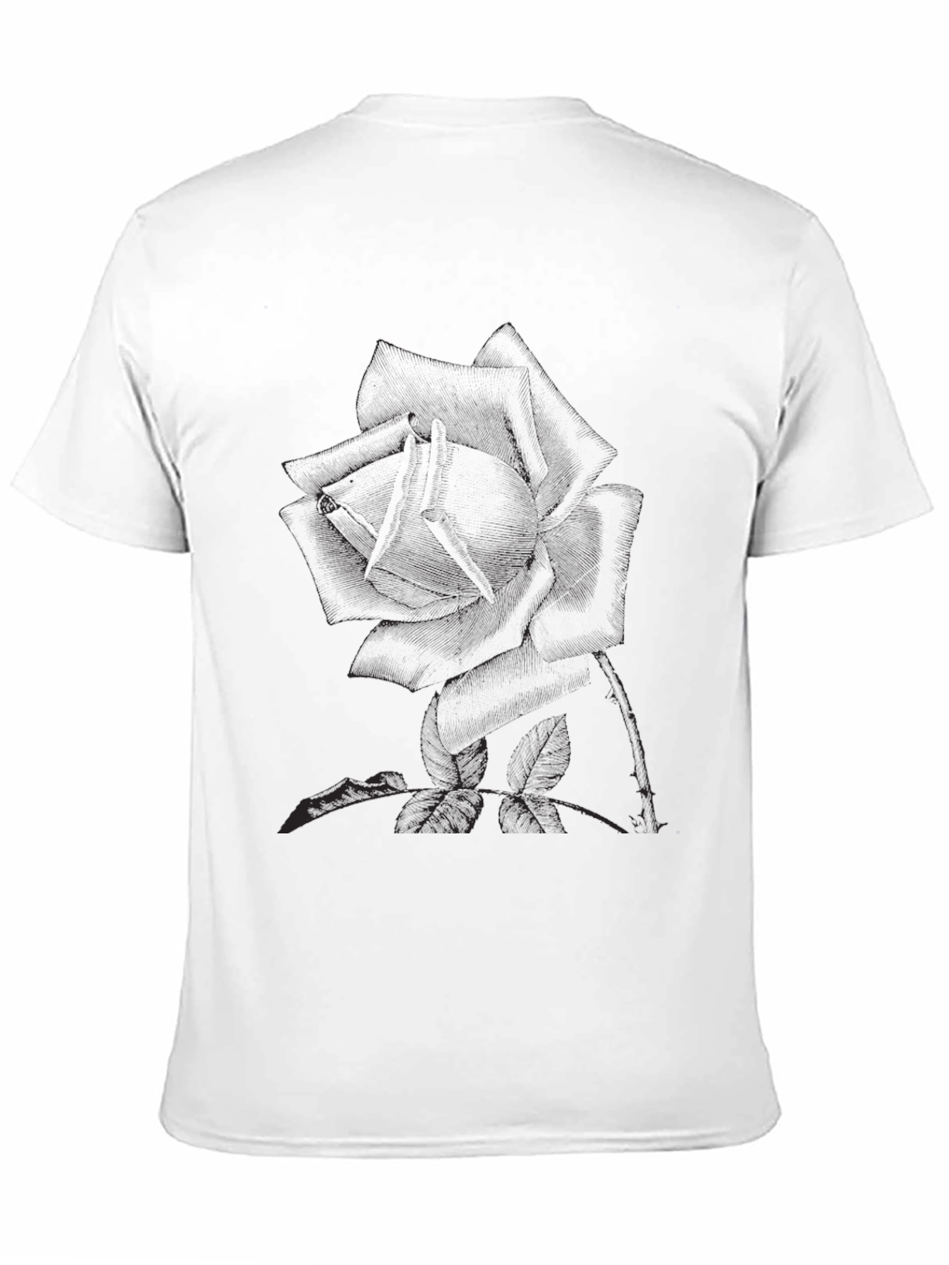 Black T-Shirt with Rose Print