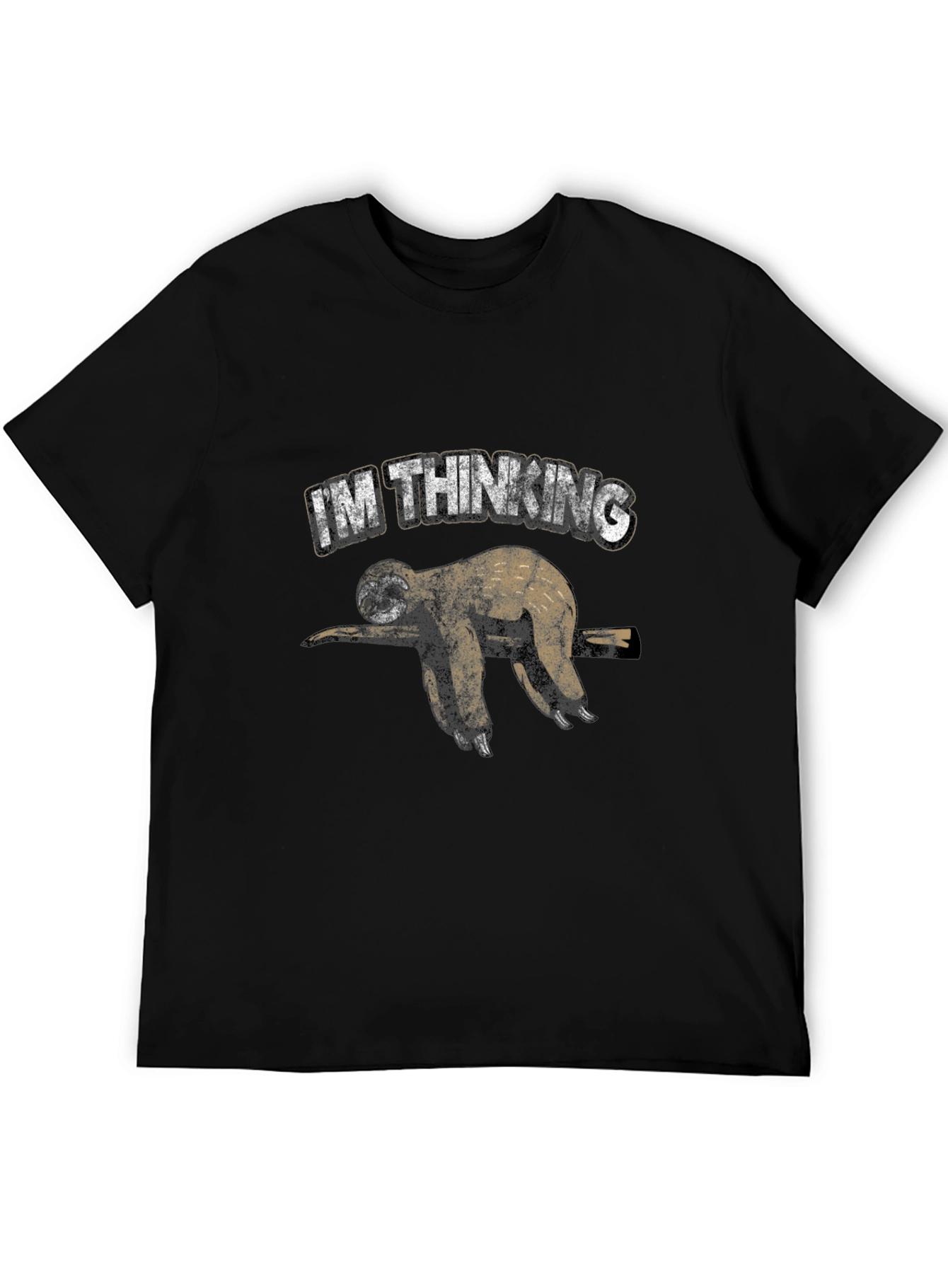 Im Thinking Sloth Graphic Print Black T-Shirt
