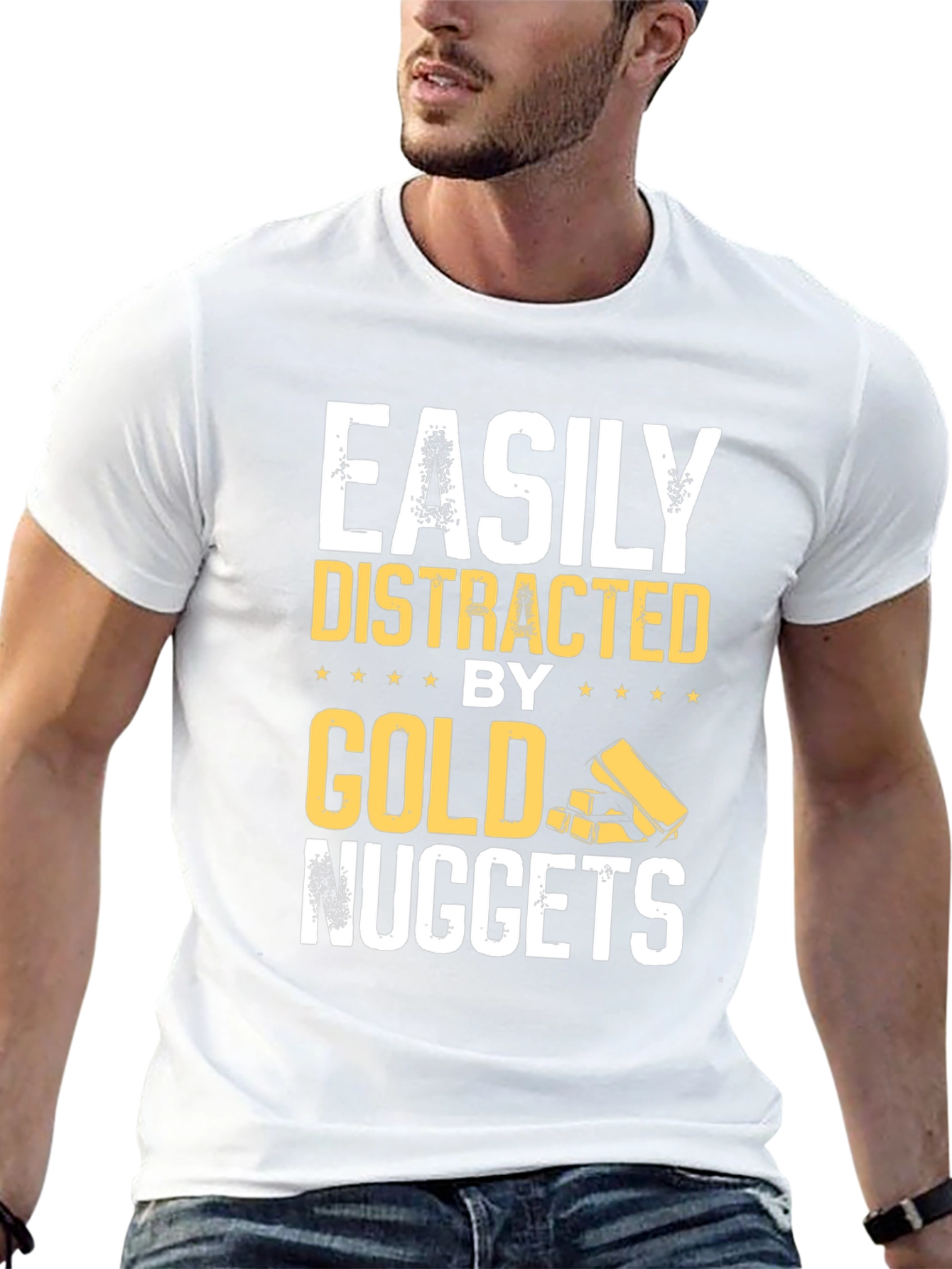 Easily Distracted By Gold Nuggets Black T-Shirt