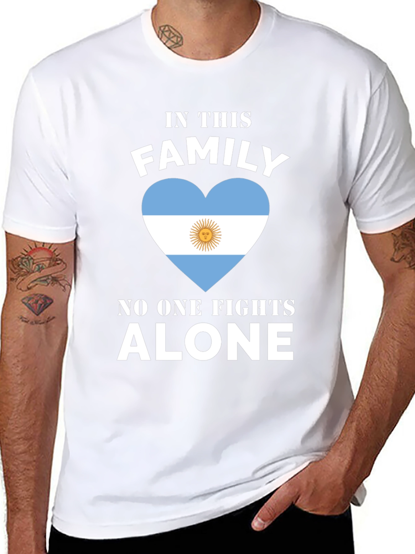 Argentina Flag Heart T-Shirt - Family Fights Alone