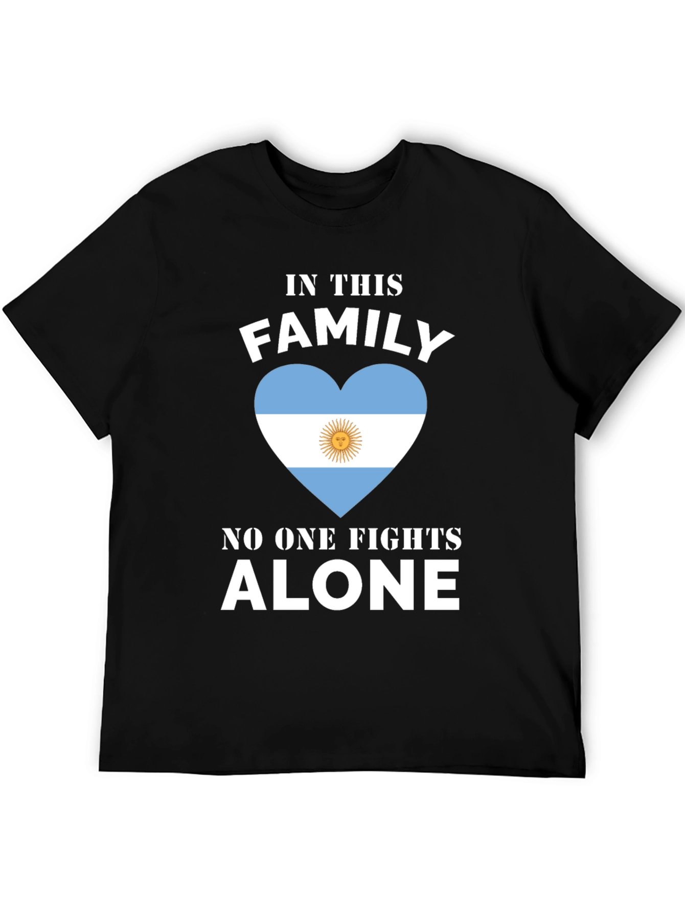 Argentina Flag Heart T-Shirt - Family Fights Alone