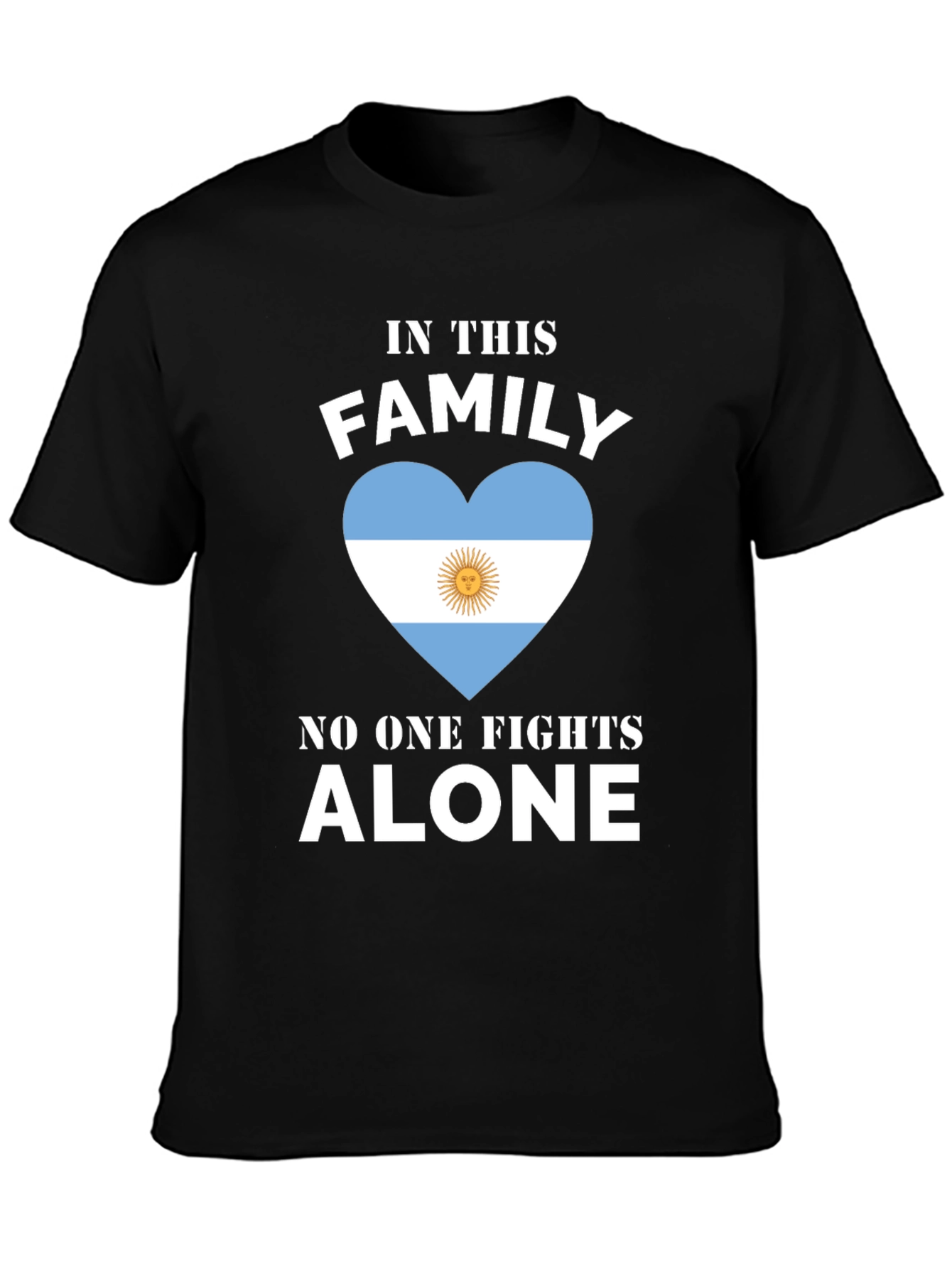 Argentina Flag Heart T-Shirt - Family Fights Alone