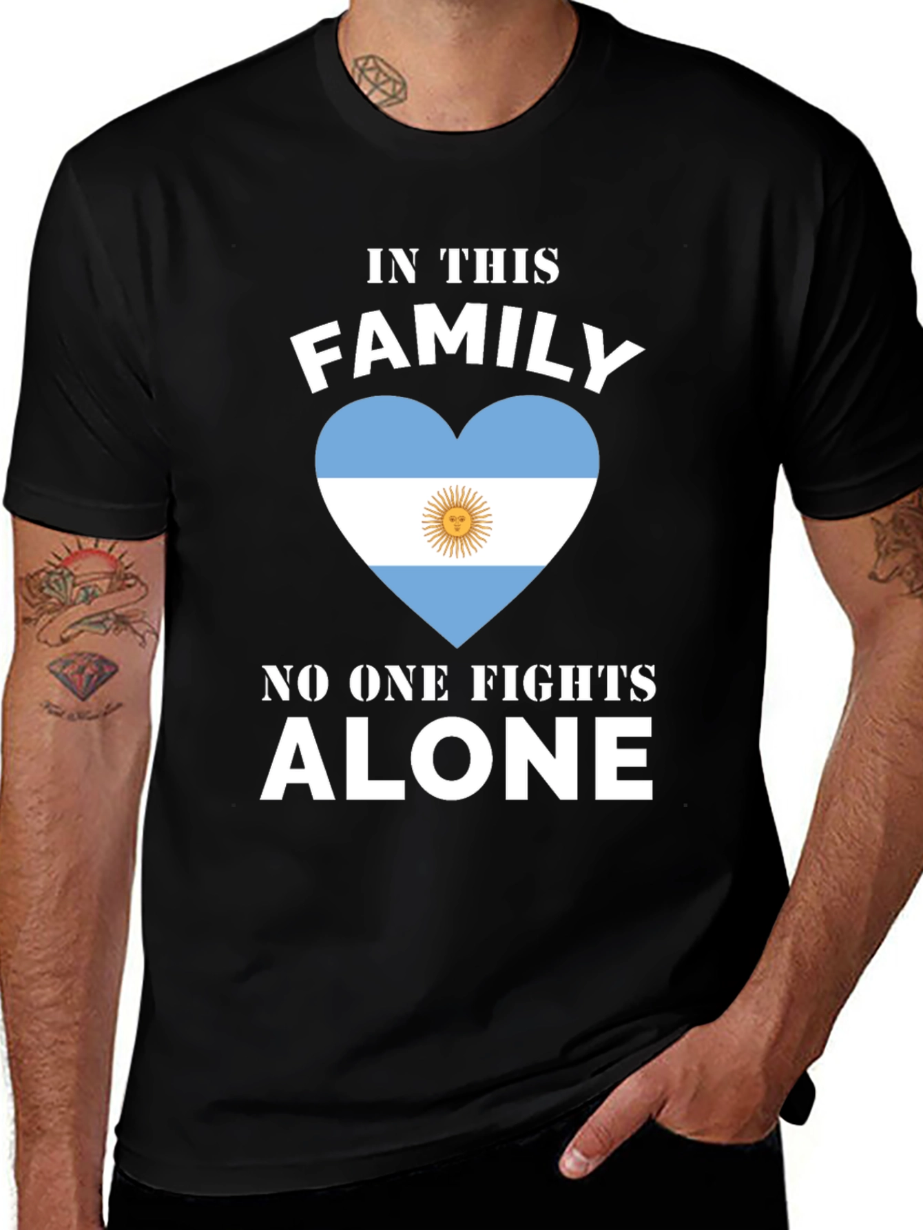 Argentina Flag Heart T-Shirt - Family Fights Alone