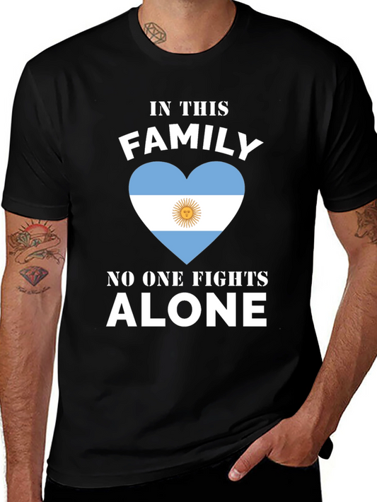 Argentina Flag Heart T-Shirt - Family Fights Alone