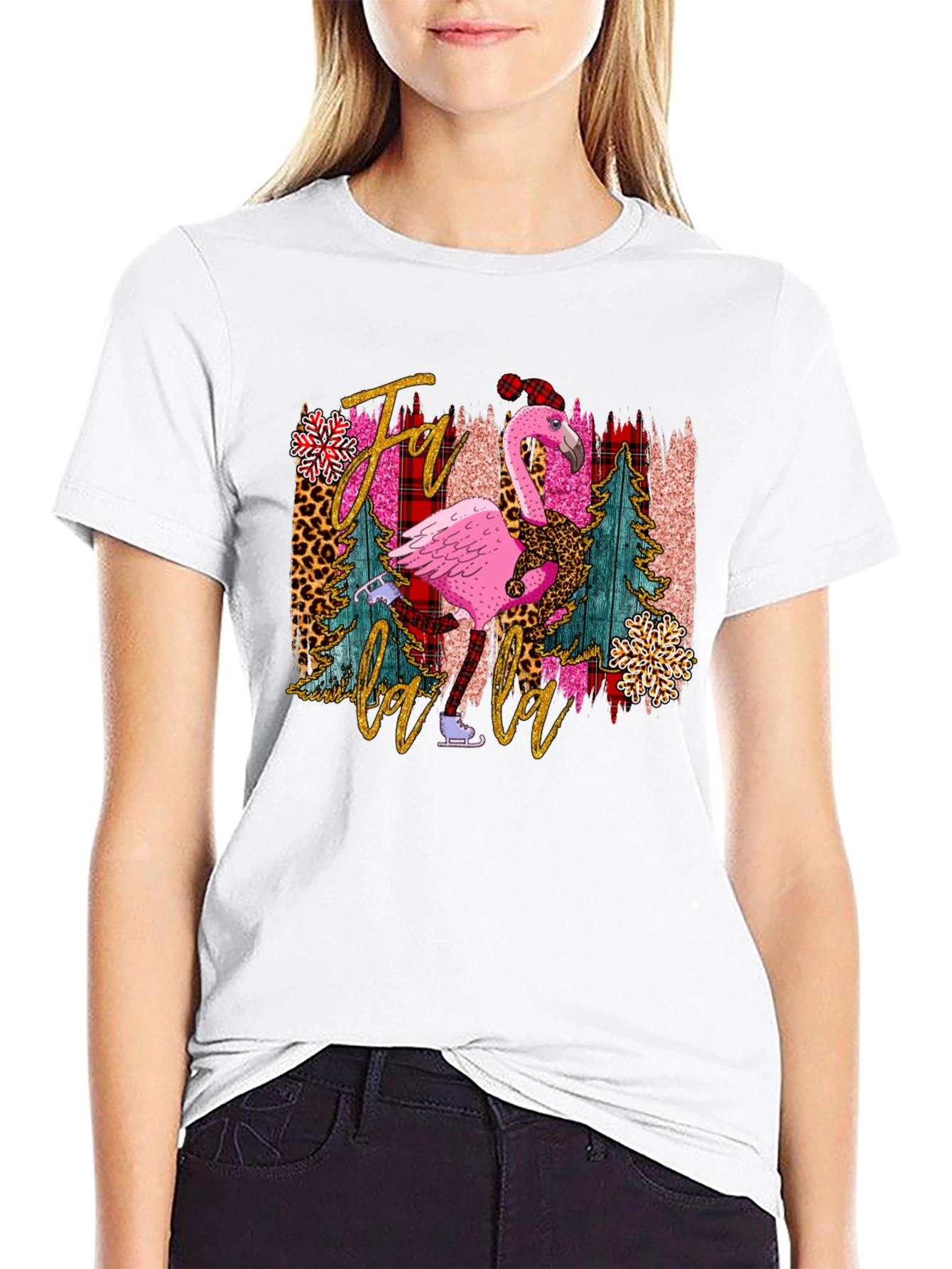 Festive Flamingo T-Shirt - Fa la la la la!