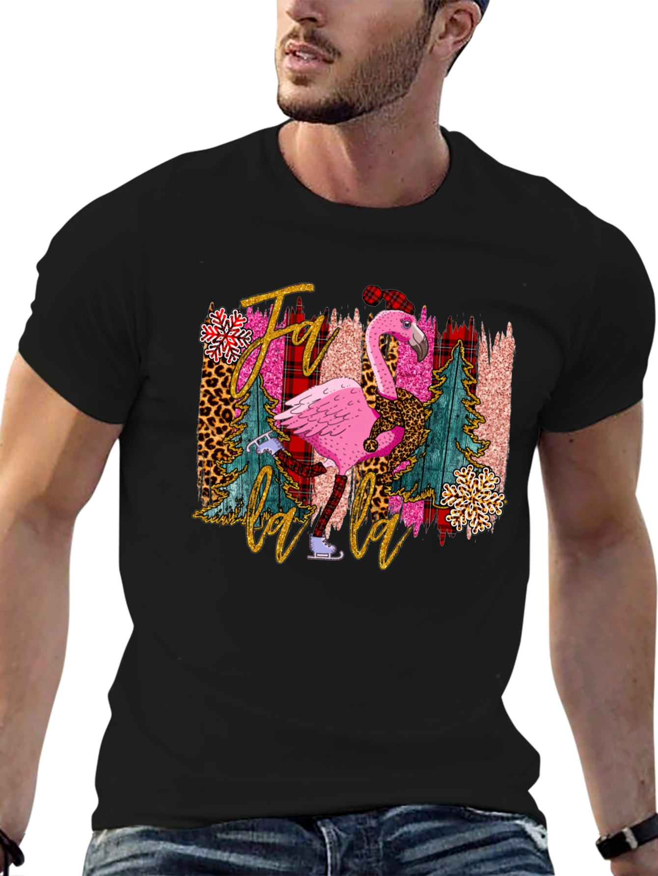 Festive Flamingo T-Shirt - Fa la la la la!