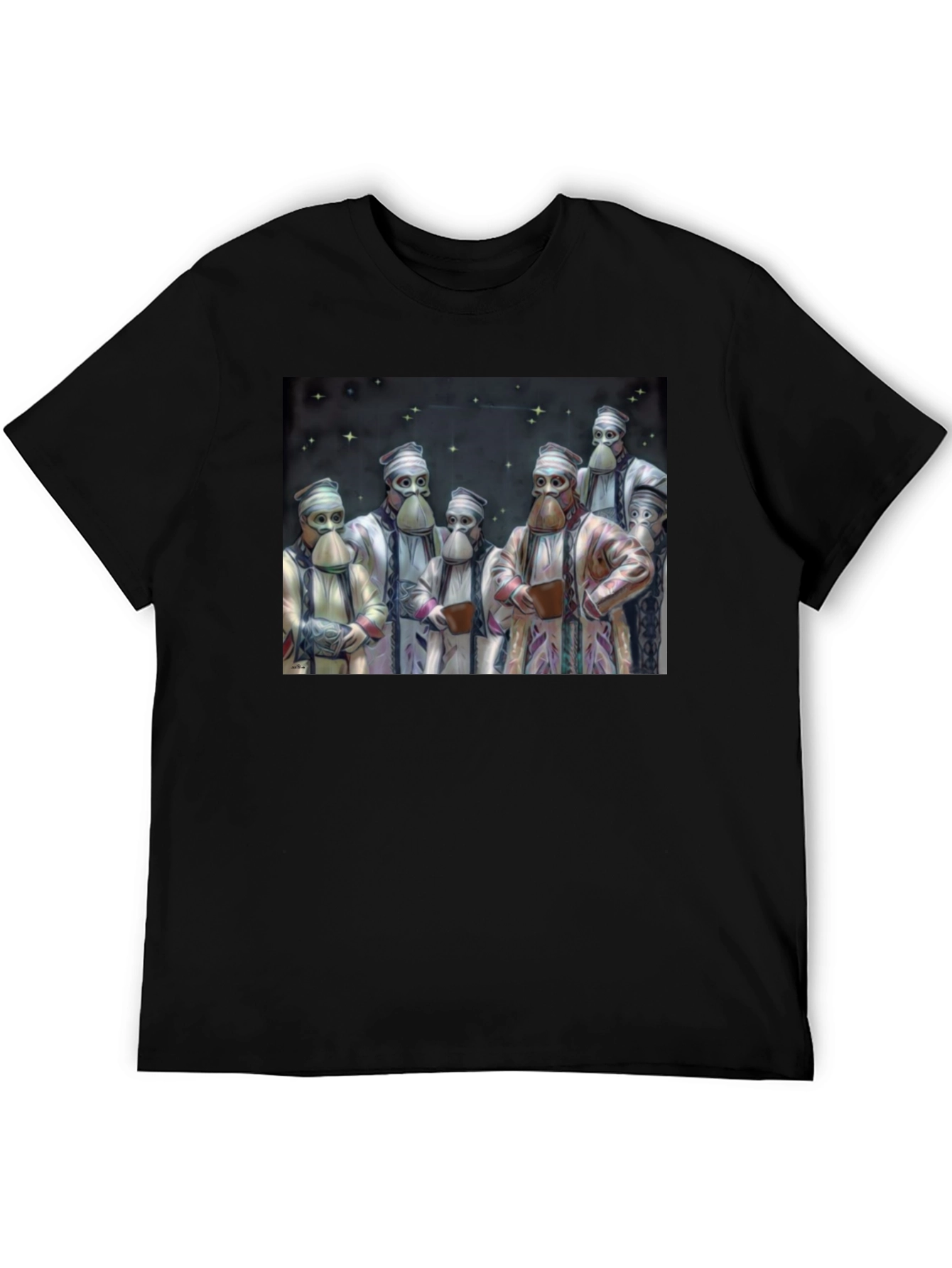 Masked Figures Graphic Black T-Shirt
