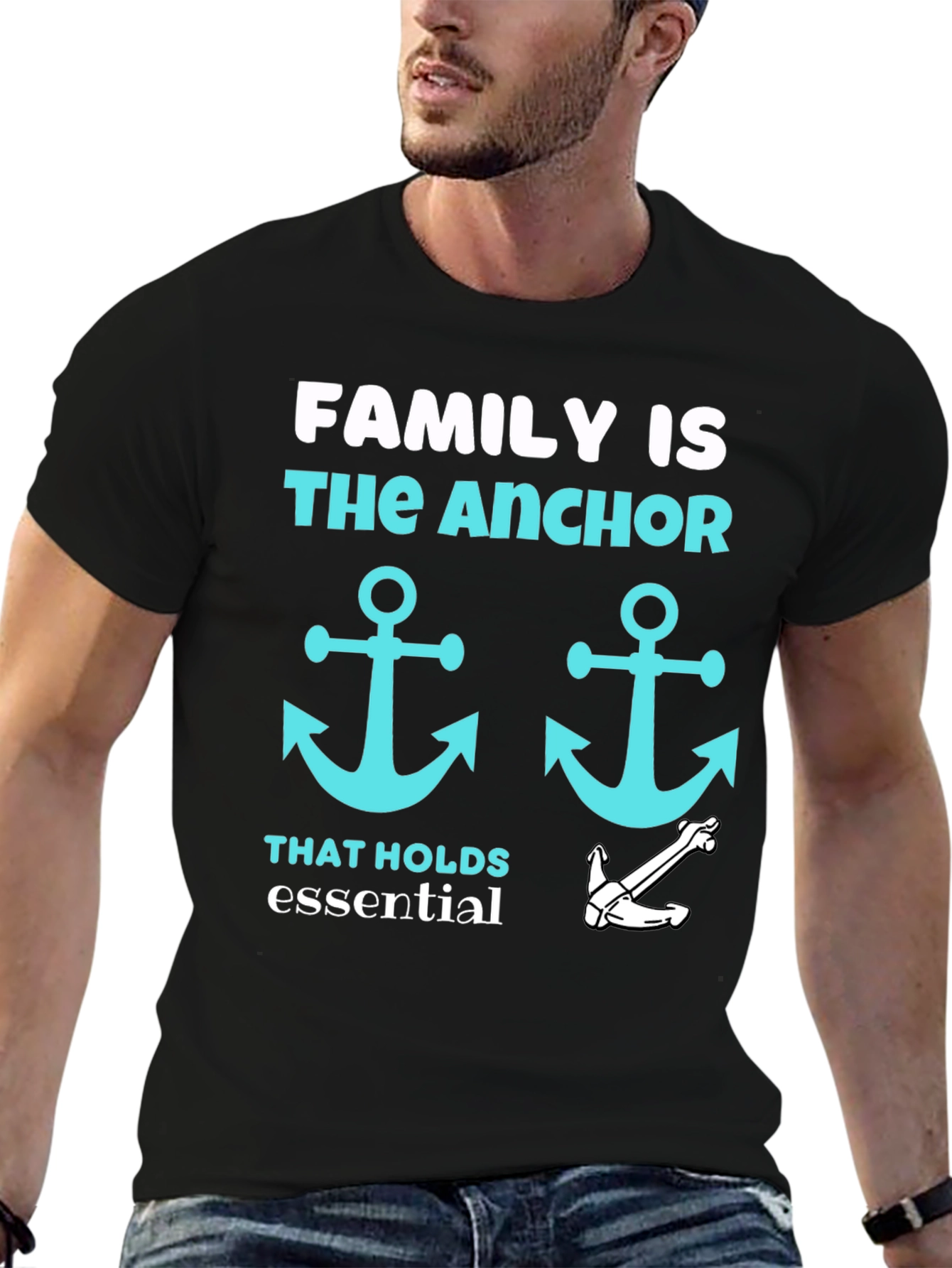 Family Anchor Graphic Tee - Essential Crewneck T-Shirt