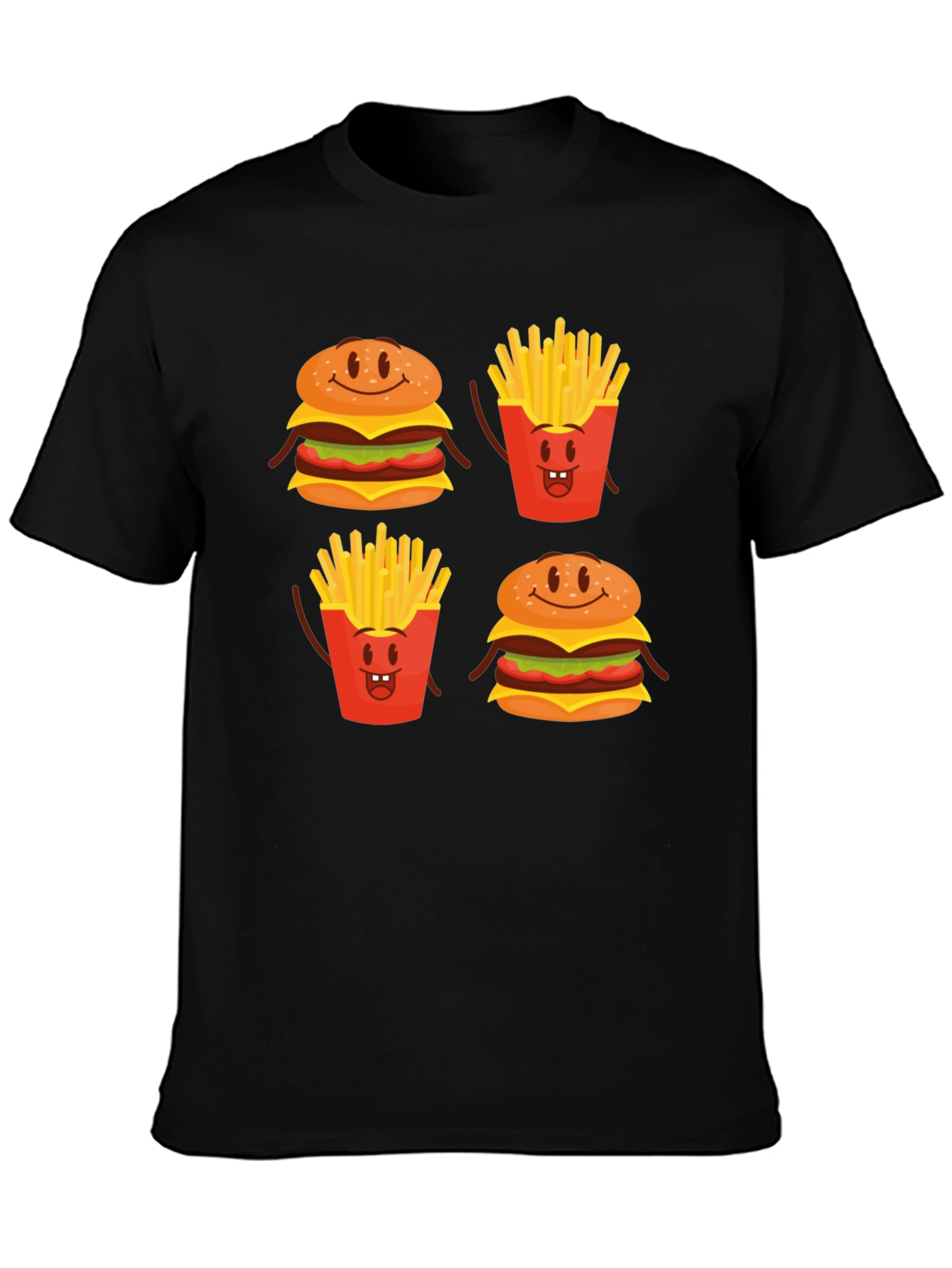 Funny Cartoon Food T-Shirt - Burger & Fries