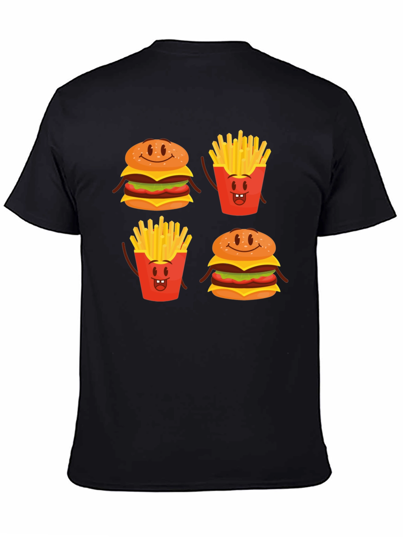 Funny Cartoon Food T-Shirt - Burger & Fries