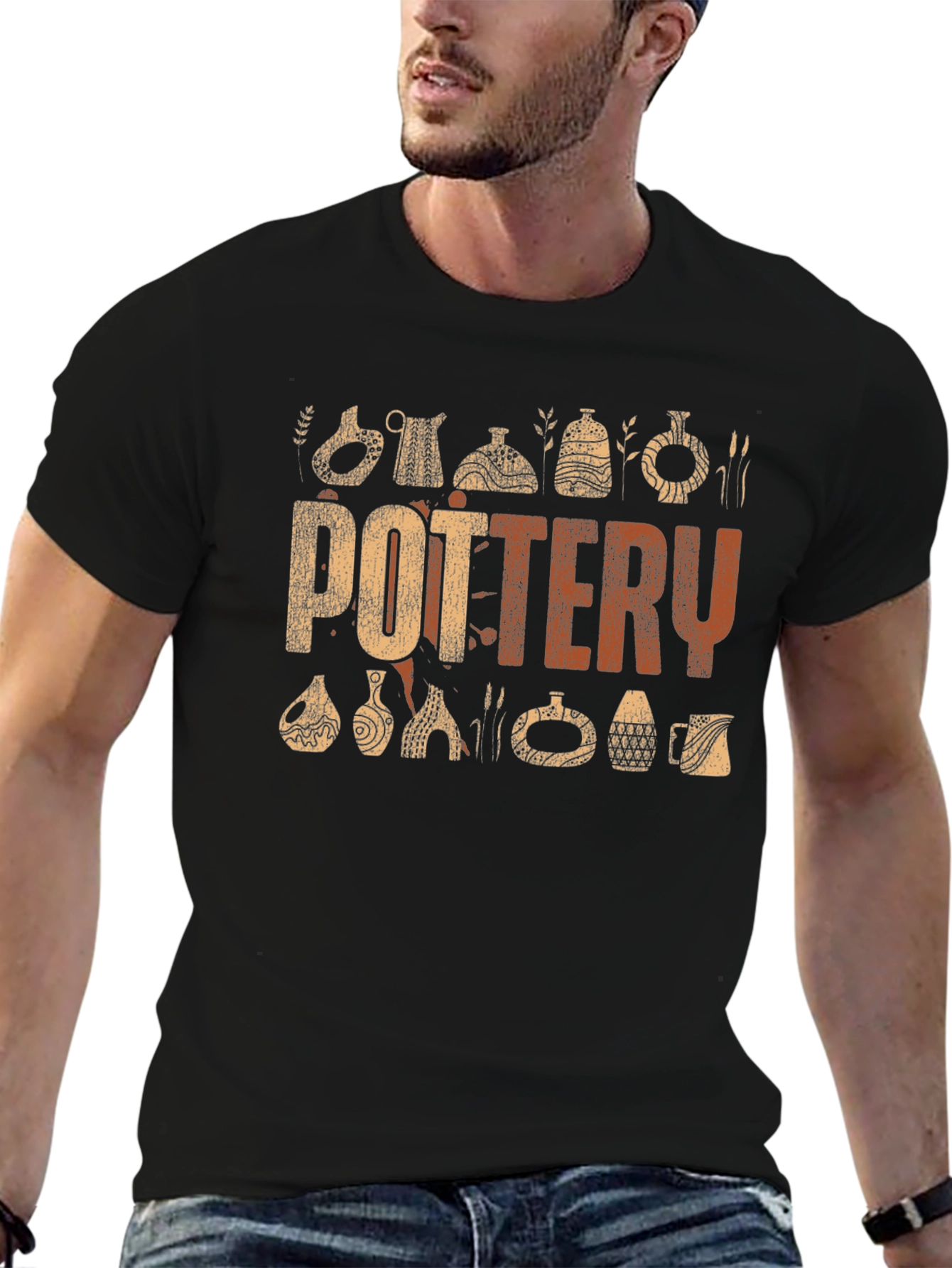 Pottery Graphic Print Crew Neck T-Shirt