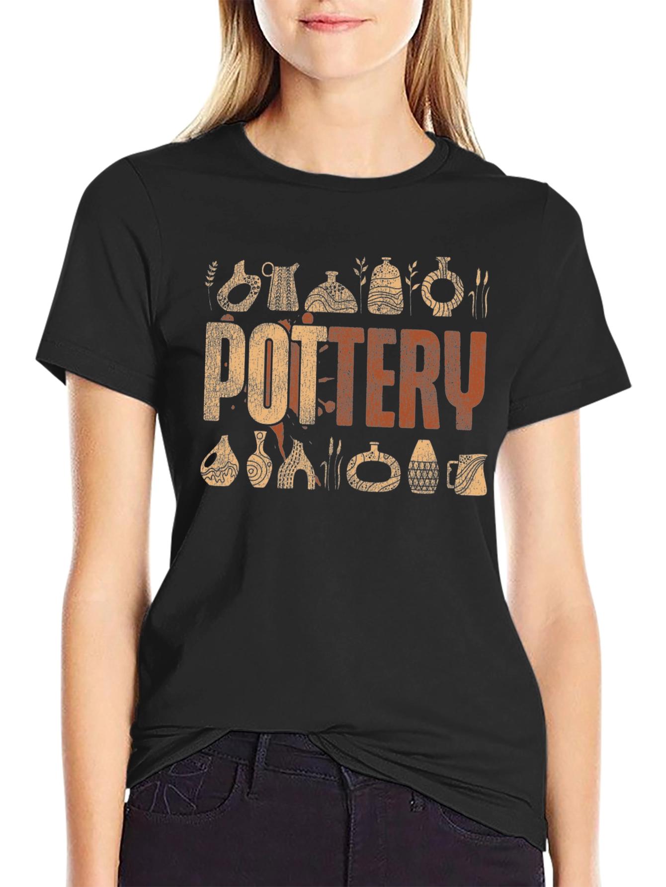 Pottery Graphic Print Crew Neck T-Shirt