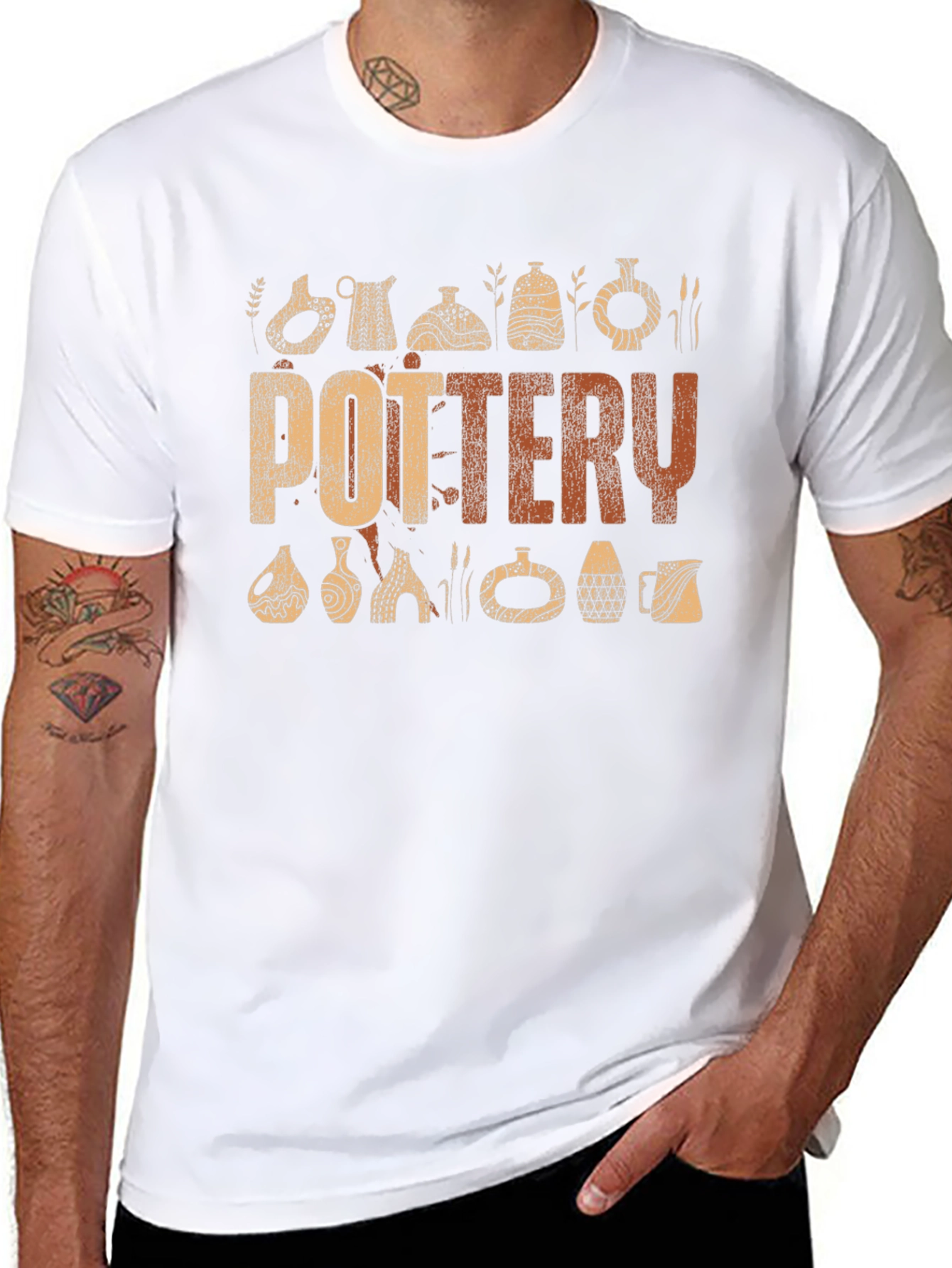 Pottery Graphic Print Crew Neck T-Shirt